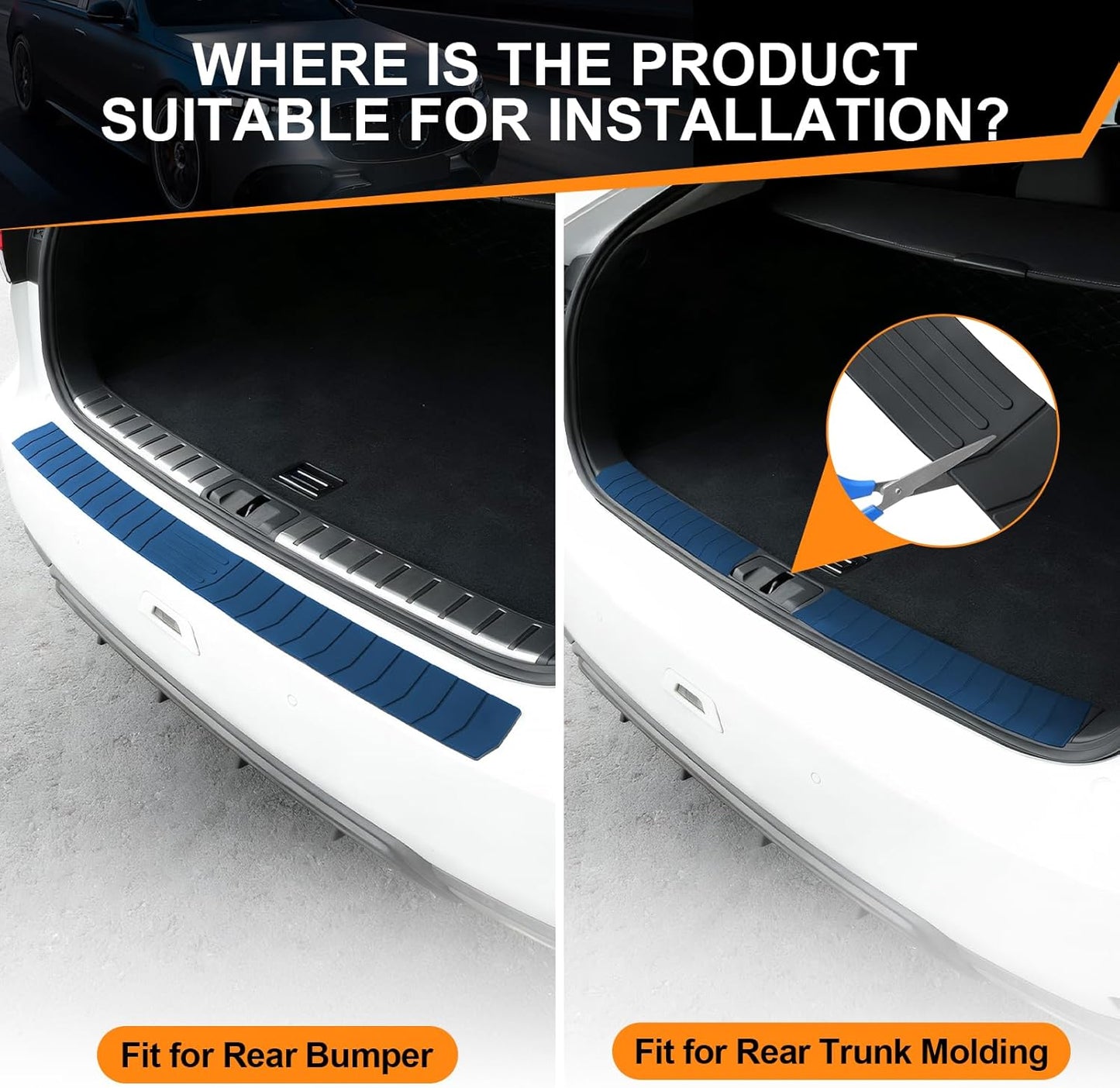 Car Rear Bumper Protector, 41.5inch x3.6inch Car/SUV/Trunk Universal Rubber Anti-Scratch Trunk Exterior Accessories -