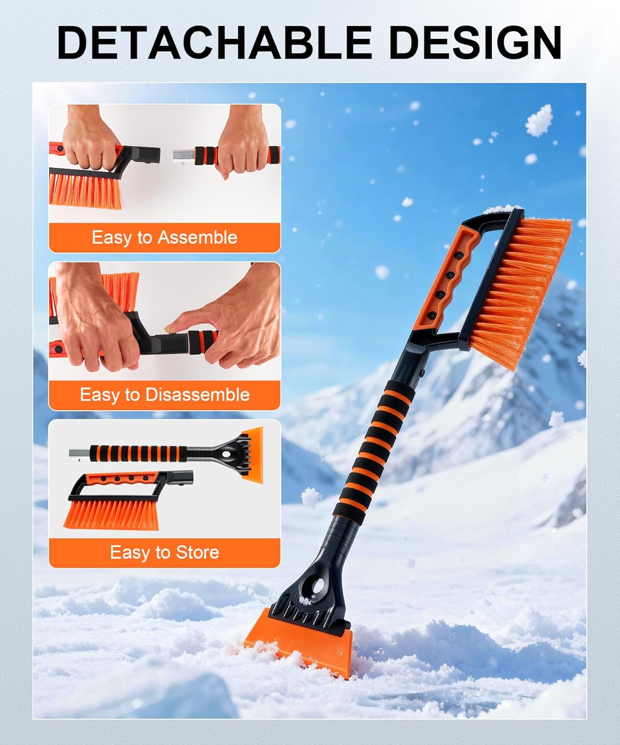 Ice Scraper and Snow Brush for Car Windshield, Car, Winter Necessities, Multi Functional Removal Tools, Accessories Gift Women Man (Enhanced) - Enhanced version