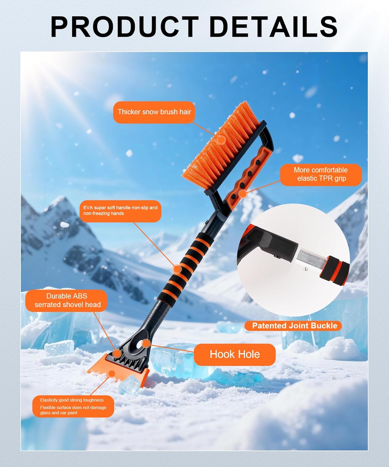 Ice Scraper and Snow Brush for Car Windshield, Car, Winter Necessities, Multi Functional Removal Tools, Accessories Gift Women Man (Enhanced) - Enhanced version