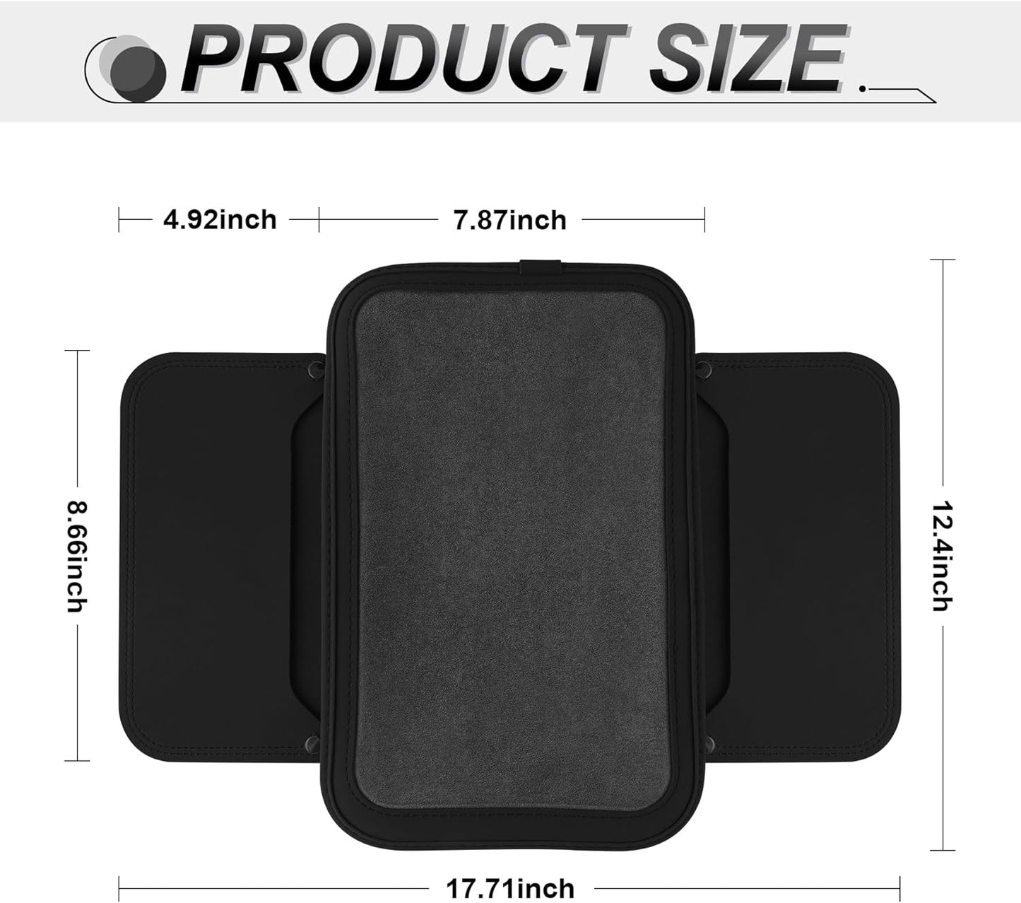 Car Leather Furry Center Console Cover with 2 Storage Bags, Universal Fluffy Armrest Seat Box Pad, Comfortable Interior Accessories, Fits for Most Vehicles (Black) Black -