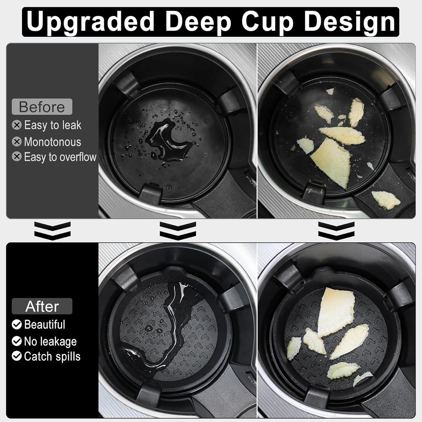Car Cup Holder, 4-Pack Silicone Coasters, Universal Non-Slip Recessed Interior Accessories (Arrow Black) Arrow Black -