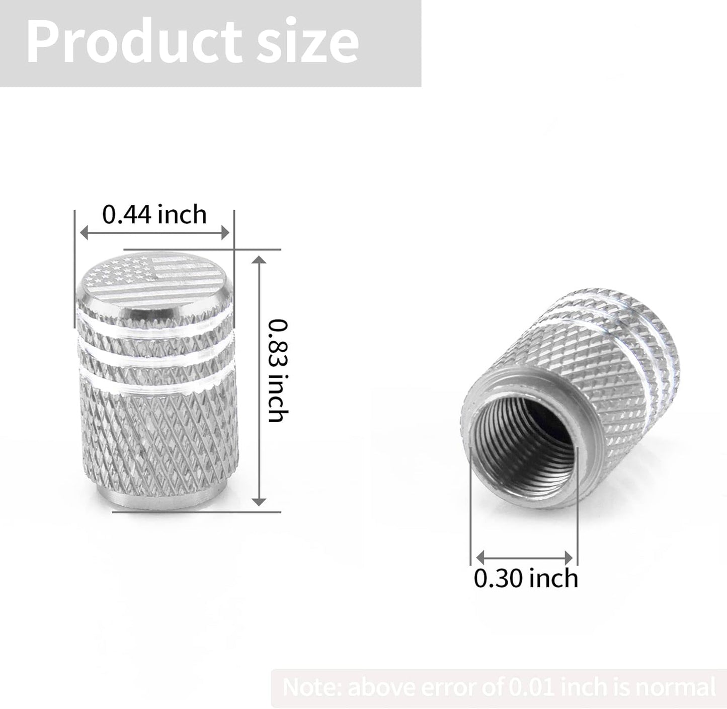 American Flag Valve Stem Cap, 12PCS Aluminum Alloy Rubber Sealed Tire Universal for Cars, Trucks, SUVs and Motorcycles, Car Exterior Accessories (Silver) Silver -