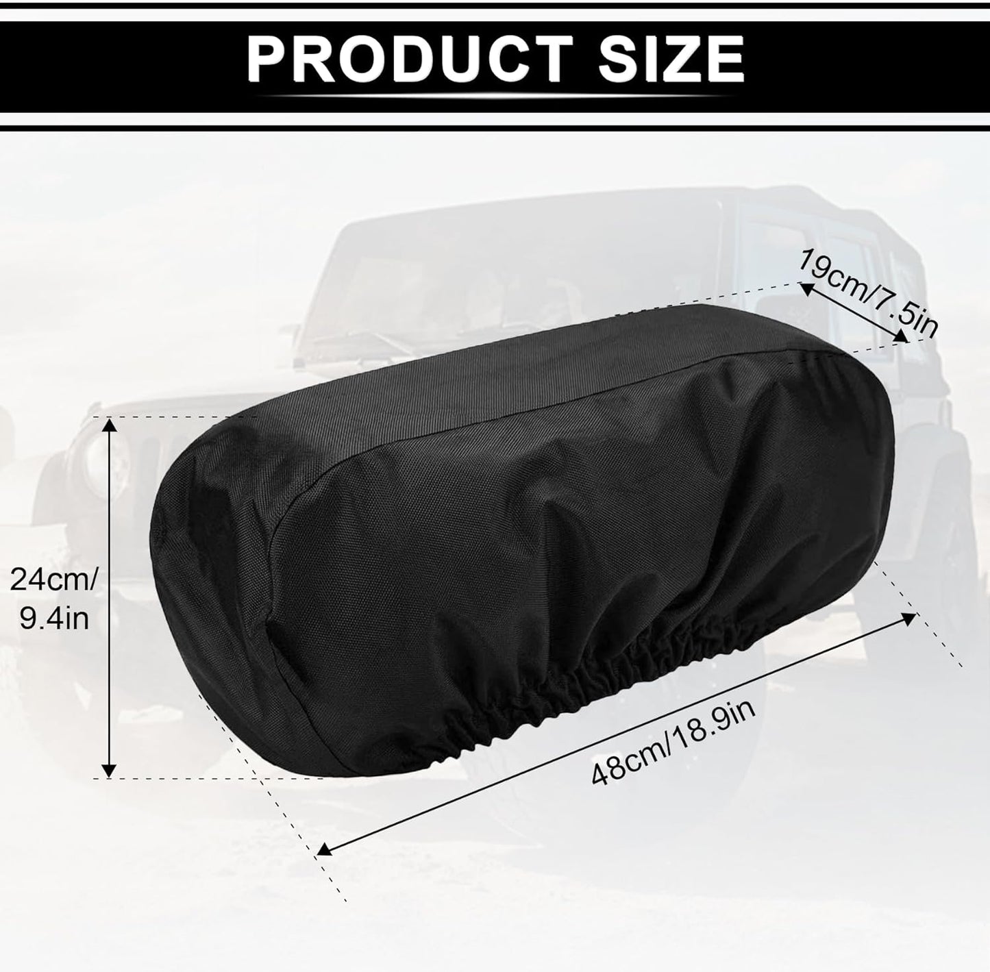 Heavy Duty 600D Waterproof Winch Cover - UV Resistant, Dust-Proof Protective for 8500-17500 lbs Electric Winches (22"x9.8"x7.5"), Car Exterior Accessories
