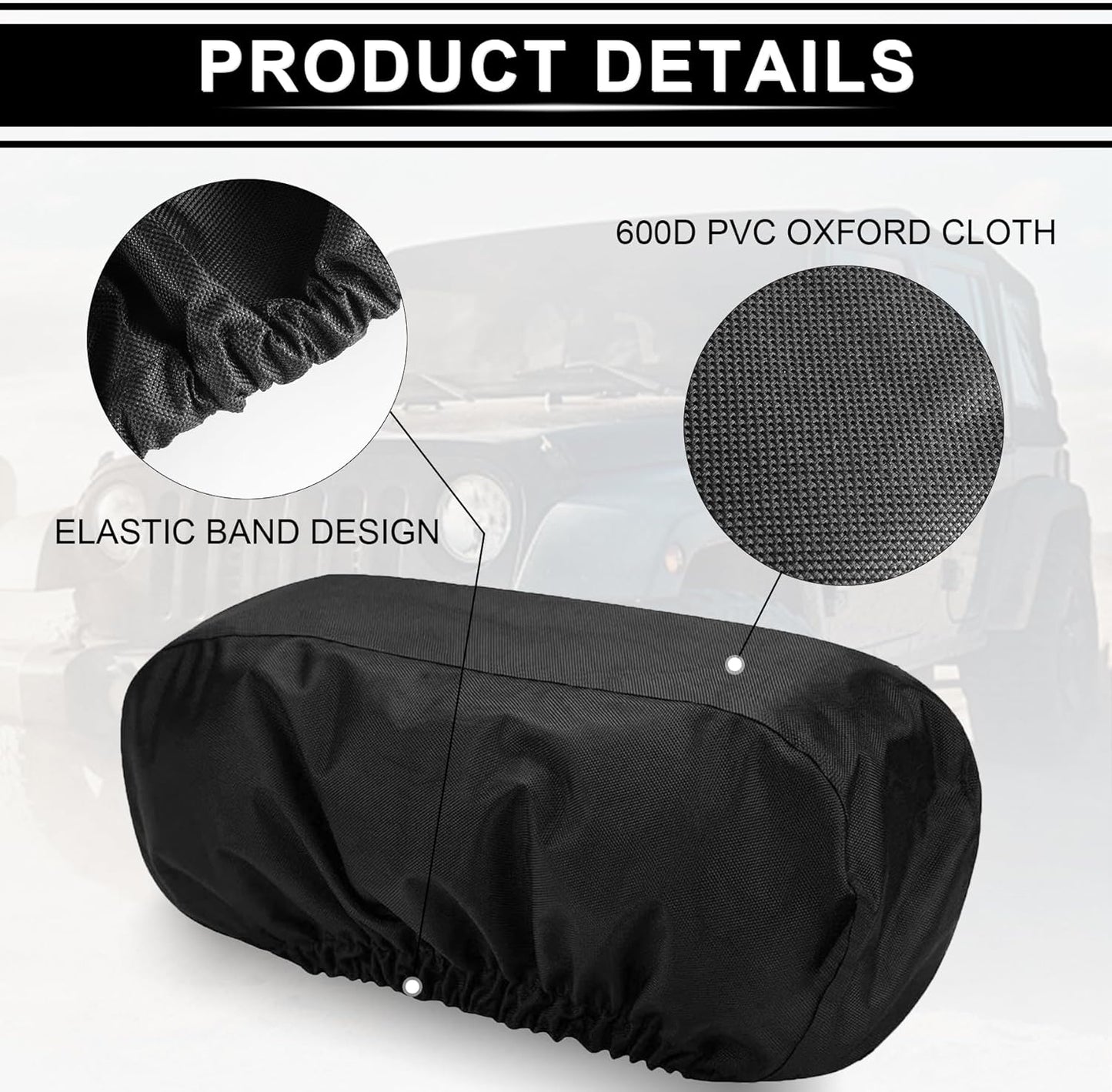 Heavy Duty 600D Waterproof Winch Cover - UV Resistant, Dust-Proof Protective for 8500-17500 lbs Electric Winches (22"x9.8"x7.5"), Car Exterior Accessories