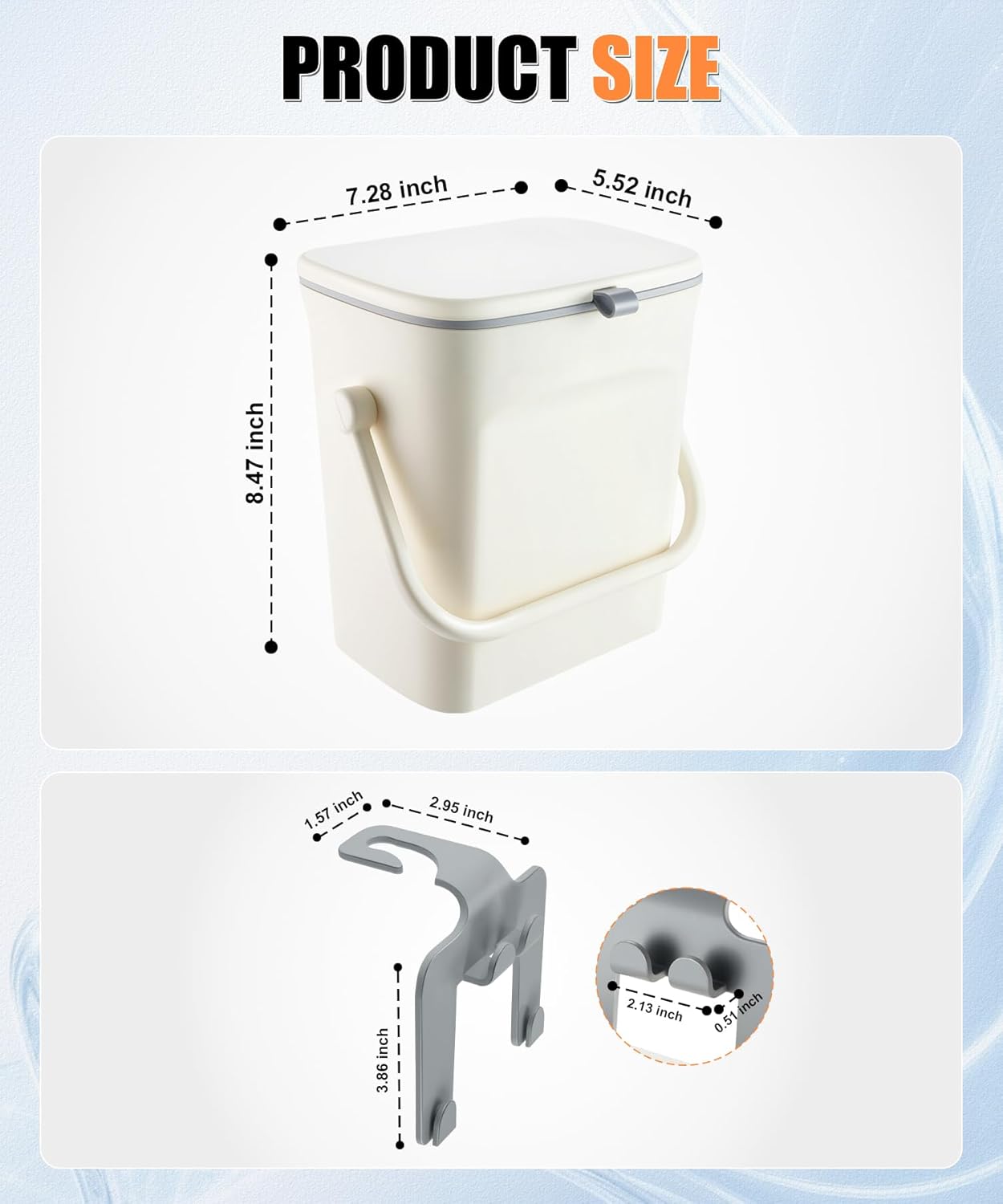 Car Trash Can with Lid and Phone Holder, Universal Bin, Waterproof Hanging Vehicle Garbage Can, Leak Proof Organizers Storage, Accessories Interior for Women Men, White -