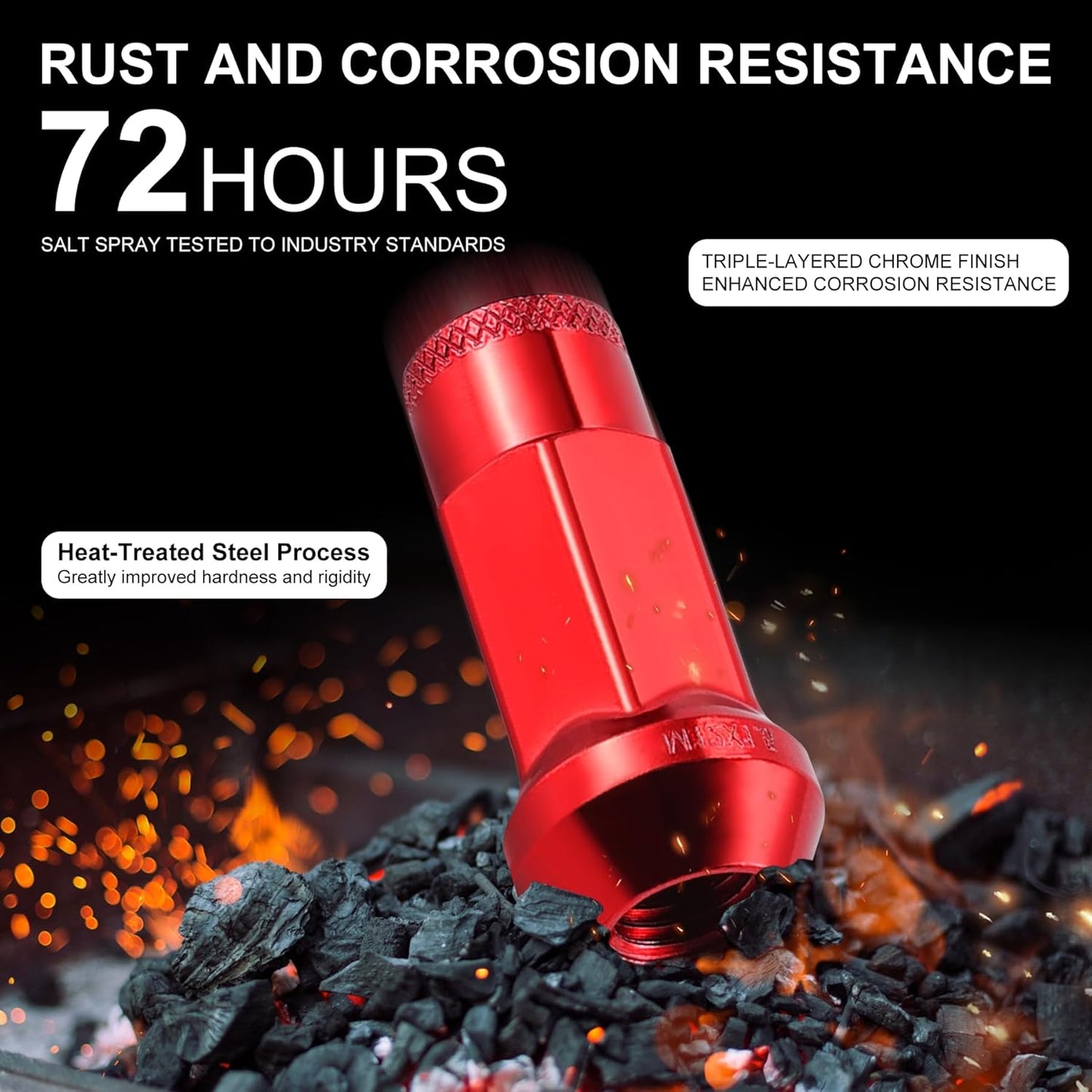 20PCS M12x1.5 Wheel Lug Nuts, Open End Nuts 40mm, Forged Locknut Racing Aluminum Wheels Rims (Red) Red M12X1.5