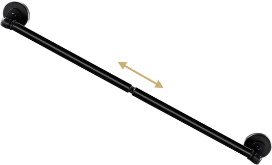 1 PACK Magnetic Curtain Rods for Metal Doors 16" to 28", 1/2 Inch Diameter Adjustable French Door Rod Classroom Whiteboard Cafe Towel Bar Holder, Black 16"-28"