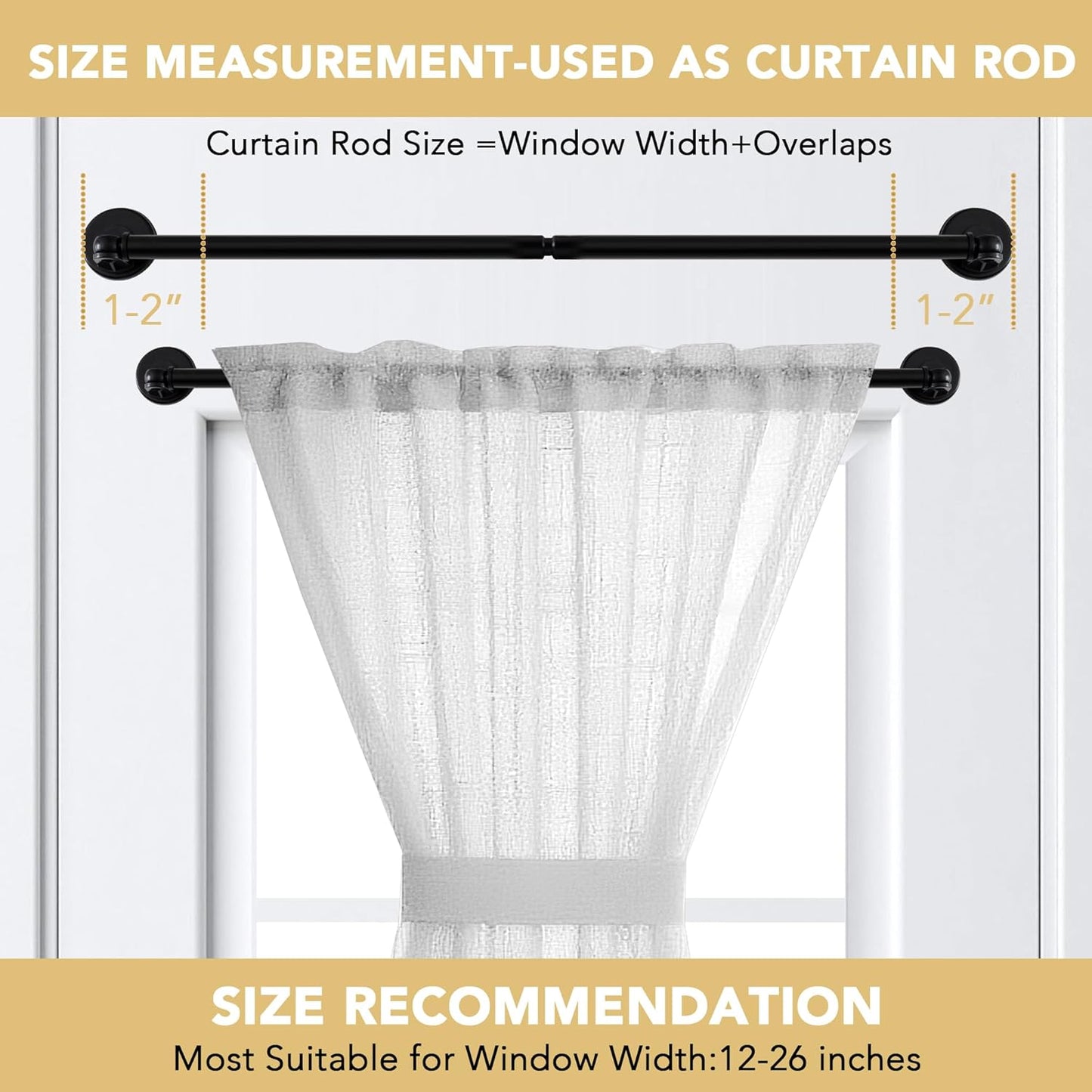 1 PACK Magnetic Curtain Rods for Metal Doors 16" to 28", 1/2 Inch Diameter Adjustable French Door Rod Classroom Whiteboard Cafe Towel Bar Holder, Black 16"-28"