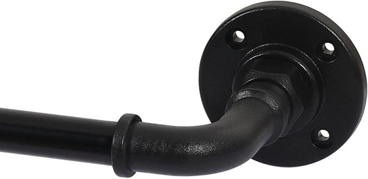 Wrap Around Curtain Rods for Windows 16.2 to 106.2 Inch, 3/4 Inch Diameter Industrial Telescoping Rod, Splicing Adjustable Indoor/Outdoor, Black 16.2"-106.2"