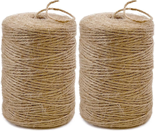 2Pack 2mm Natural Jute Twine String 1600 Feet Long for Crafting Gardening Gift Wrapping Macrame DIY Home Decor (Brown-800Feet/Roll) ( * 800 ) / Pc 2 Pcs