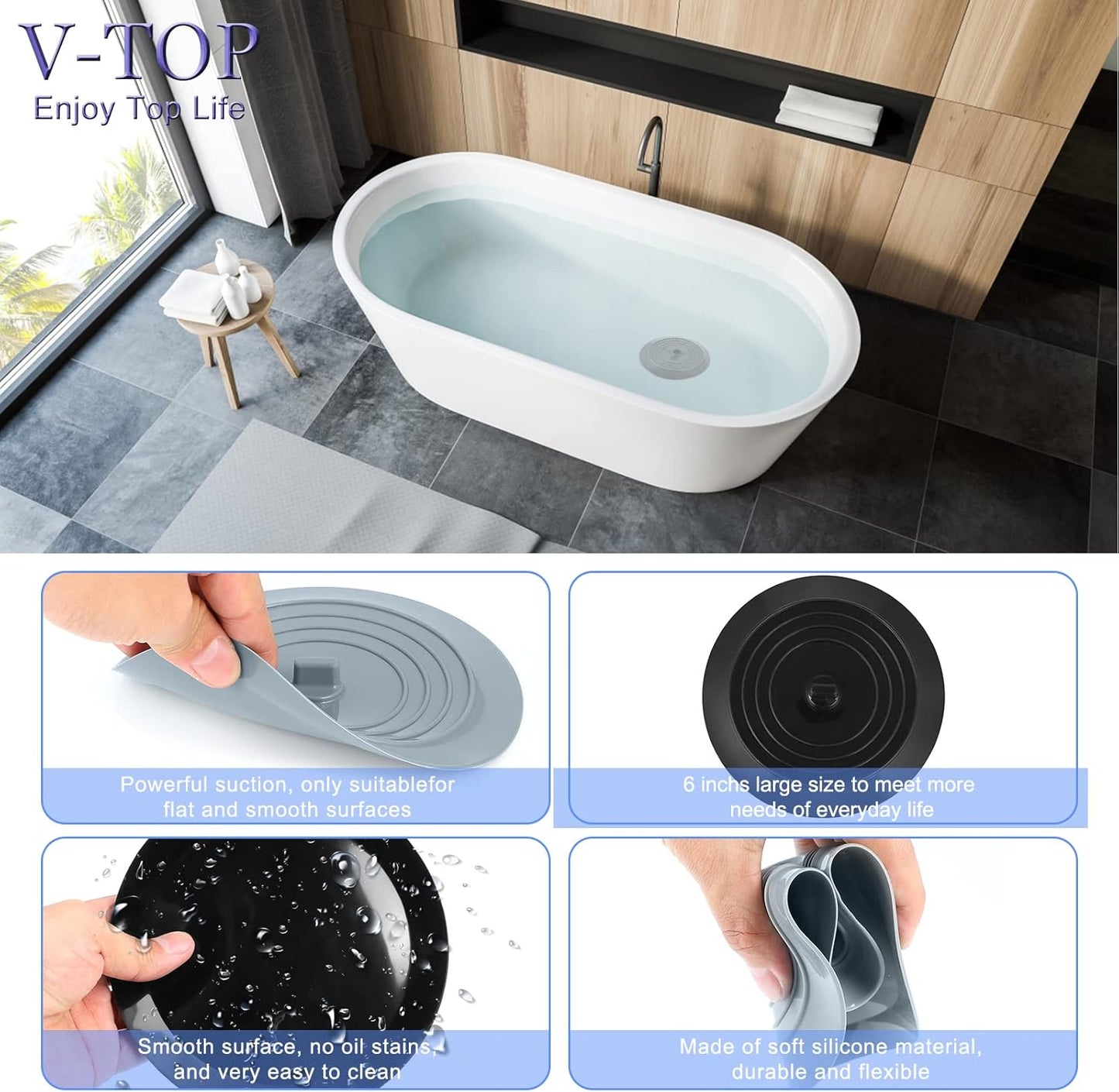 Sink Strainer Stopper 4 Pack, Universal Silicone Kitchen Drain Cover Plug Kit, 4.5 Inch Stainless Steel Filter Strainer, Food Catcher for -