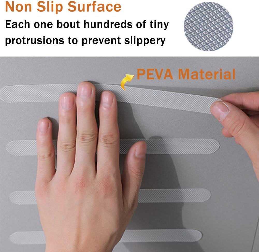 30 PCS Non Slip Shower Stickers, Safety Adhesive Strips Treads for Bathroom Floor Tub Stairs Ladders Pools Boats, Bathtub Appliques Adults & Kids with Scraper (Clear) Clear -