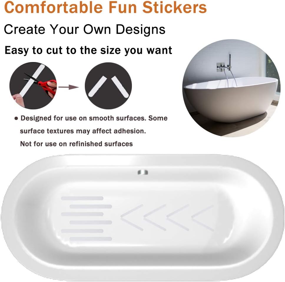 30 PCS Non Slip Shower Stickers, Safety Adhesive Strips Treads for Bathroom Floor Tub Stairs Ladders Pools Boats, Bathtub Appliques Adults & Kids with Scraper (Clear) Clear -