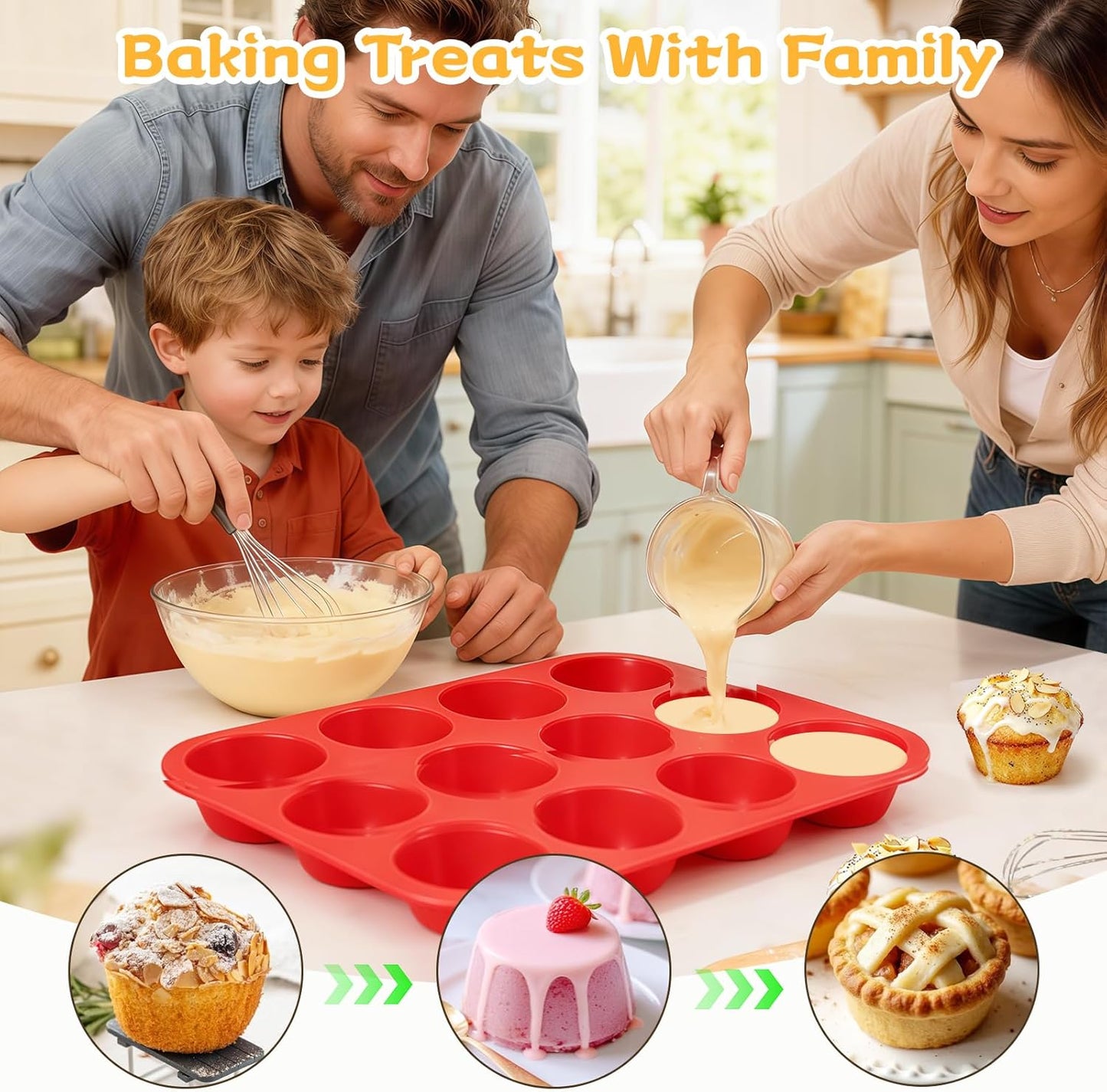 12 Cups Silicone Muffin Pan - Nonstick Cupcake 1 Pack Regular Size Mold for Baking 1pc: 12-Cup