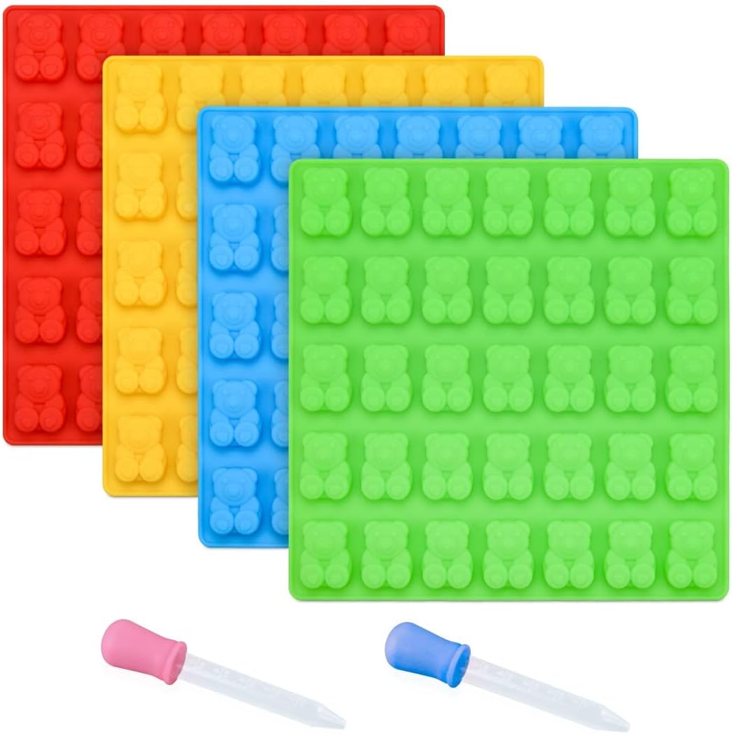 Gummy Bear Molds Candy - 1 Inch Large Chocolate Silicone 4 Pack LFGB Pinch Test Approved Best Food Grade