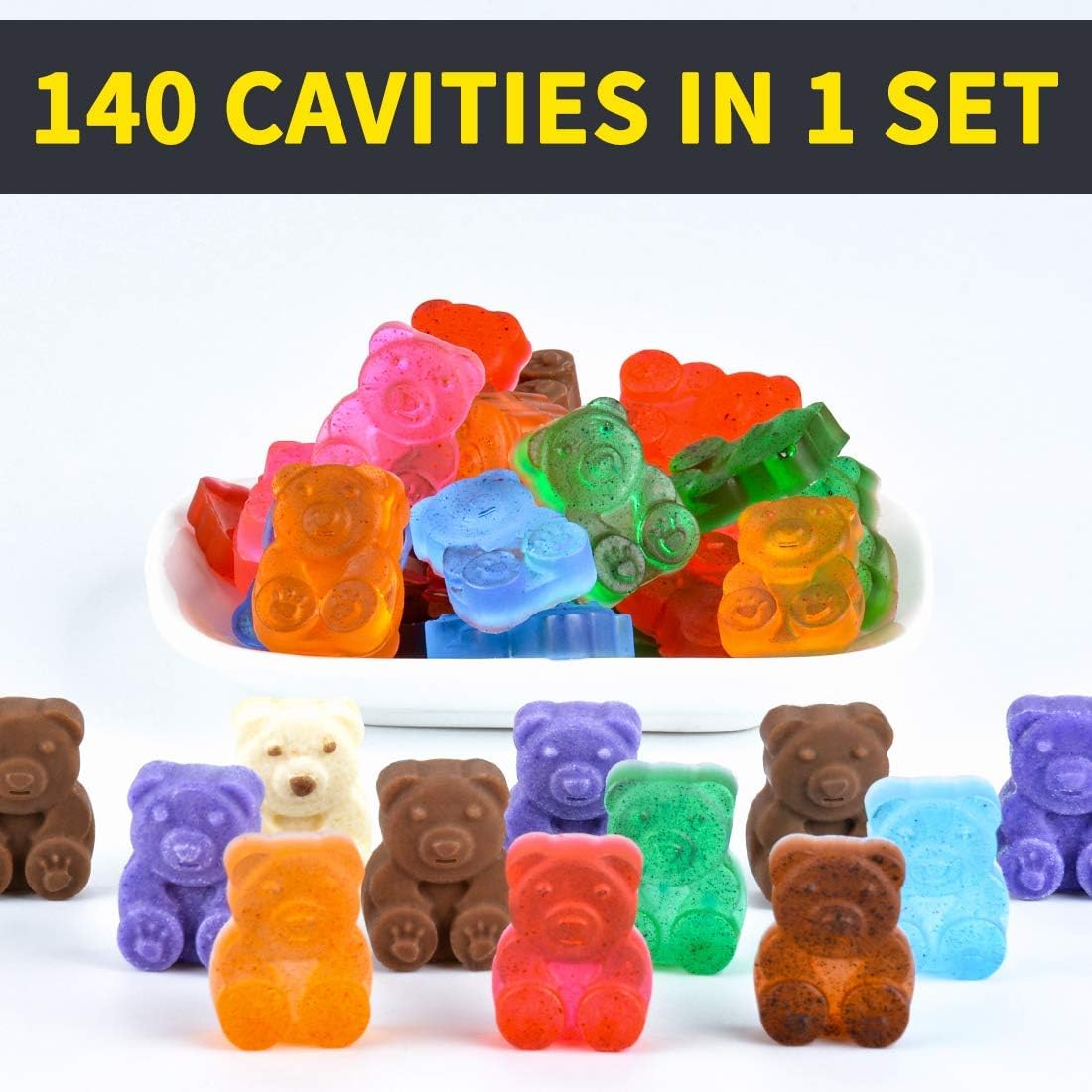 Gummy Bear Molds Candy - 1 Inch Large Chocolate Silicone 4 Pack LFGB Pinch Test Approved Best Food Grade