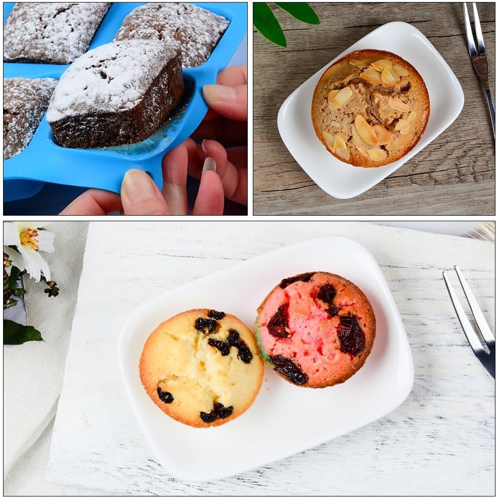 Silicone Muffin Pan - Cupcake Pan, Mini Loaf Baking Molds Food Grade 3-Pack Blue