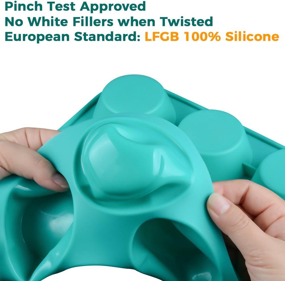 Silicone Muffin Pan Cupcake Set - Mini 24 Cups and Regular 12 Tin, Nonstick Food Grade Molds with Baking 12-Cup & 24-Cup