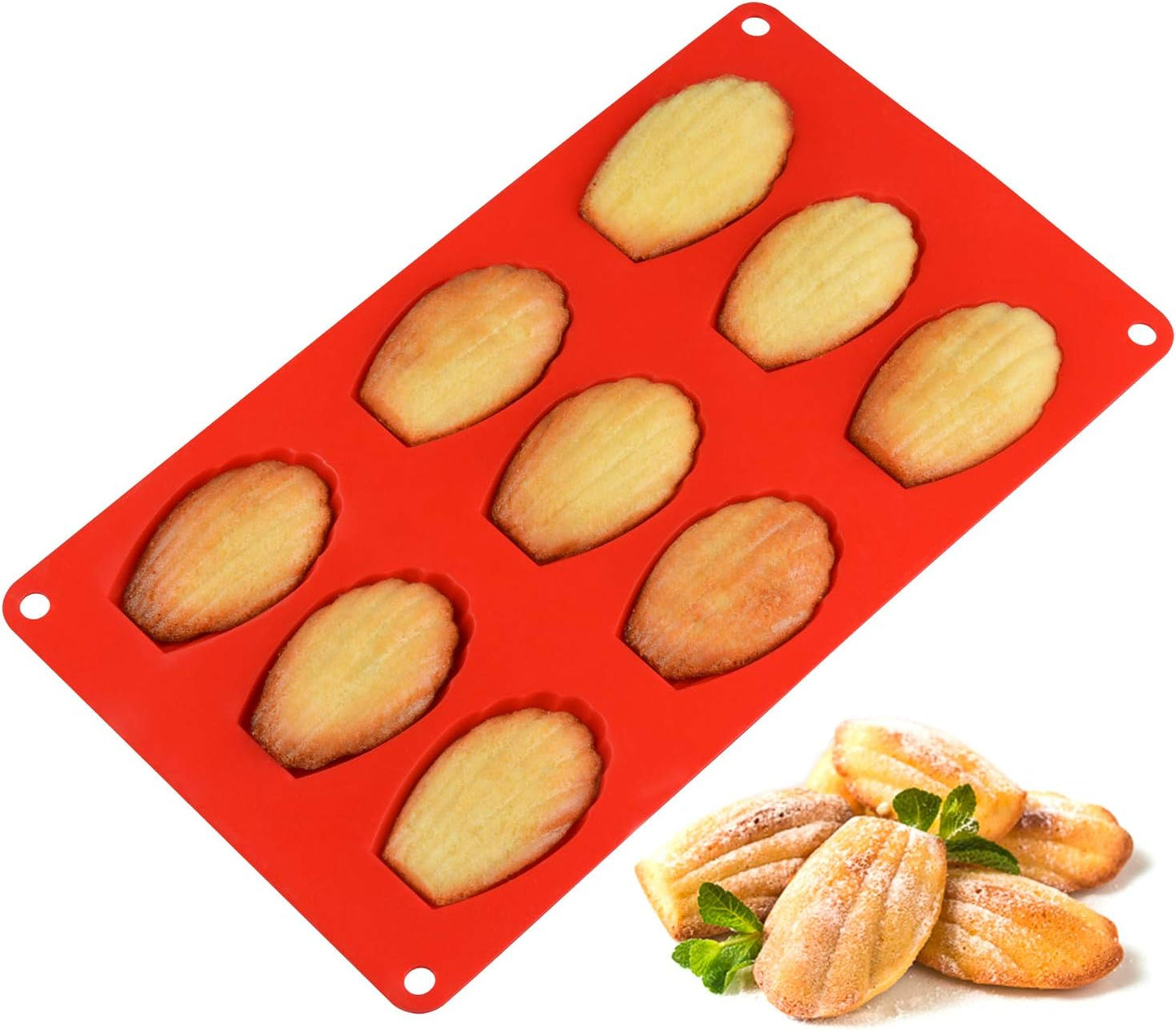 Silicone Madeleine Pans - 9 Cups Mold for Small Cake, Chocolate, Cookies Pack of 2