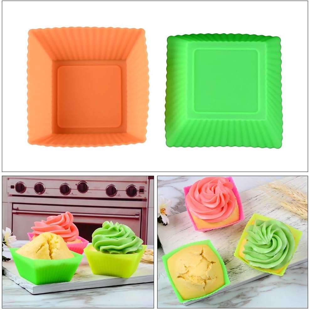 Silicone Baking Cups Cupcake Liners - 24 Pcs Reusable Molds Including Round, Rectanguar, Square, Flower Food Grade