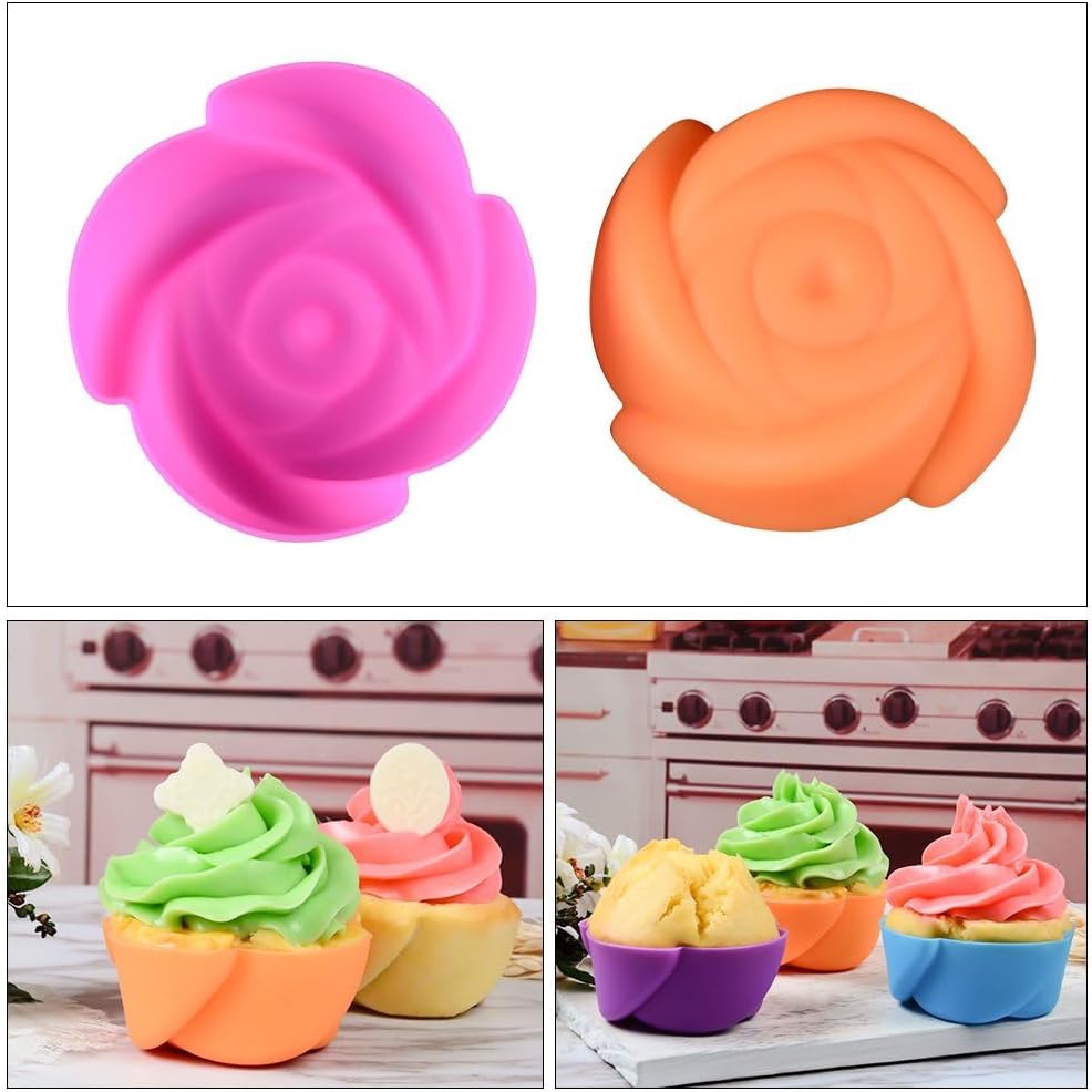 Silicone Baking Cups Cupcake Liners - 24 Pcs Reusable Molds Including Round, Rectanguar, Square, Flower Food Grade