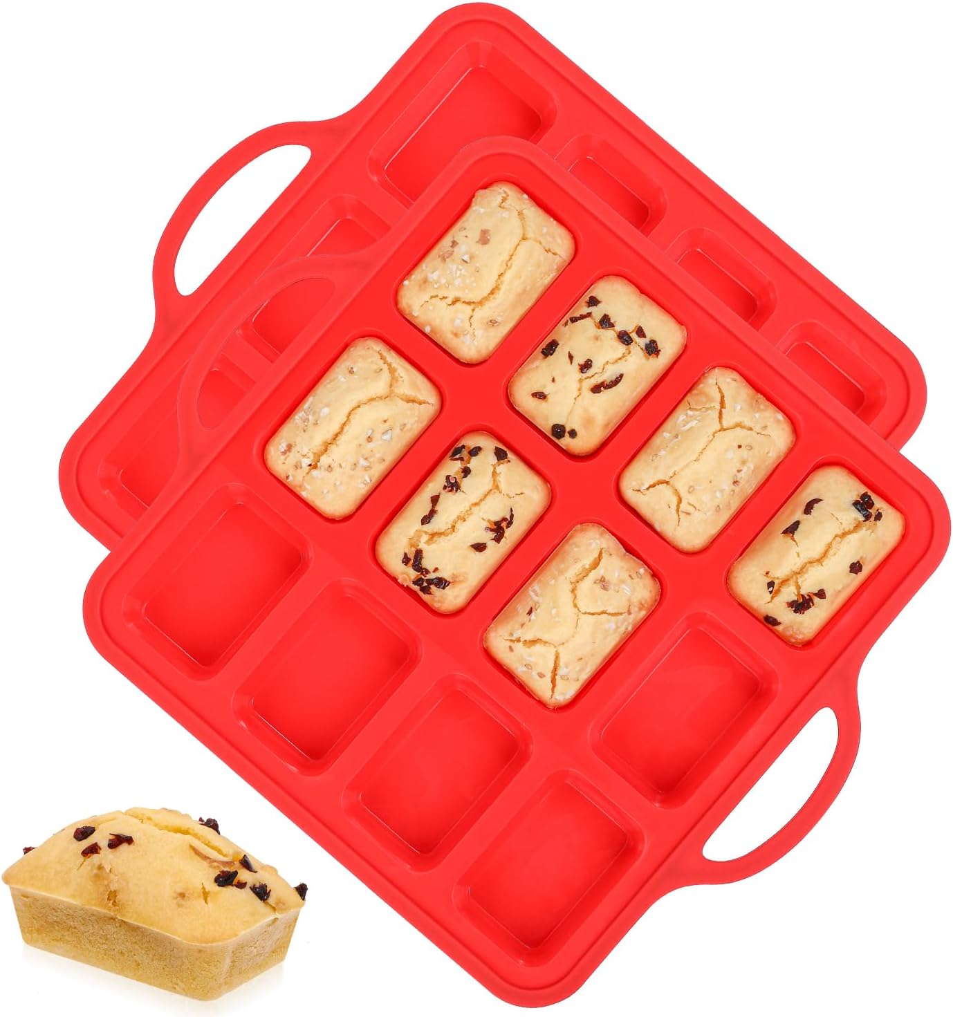 Mini Muffin Pan with Metal Reinforced Frame 24 Cups & Silicone Loaf 12 Cavities -