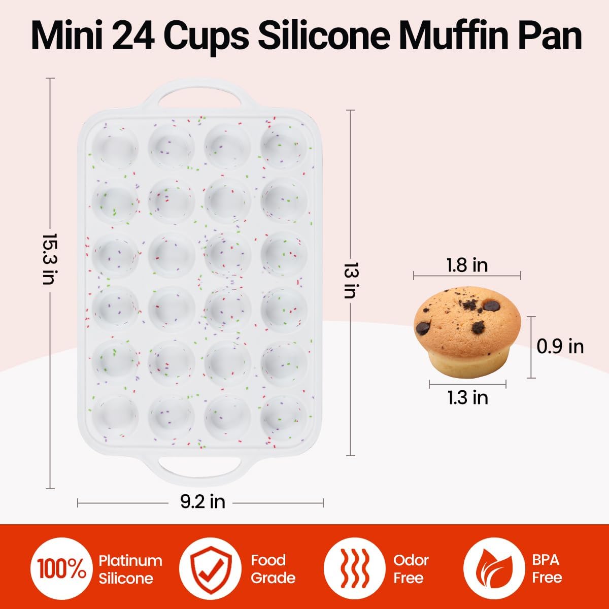 Mini Muffin Pan with Metal Reinforced Frame 24 Cups & Silicone Loaf 12 Cavities -