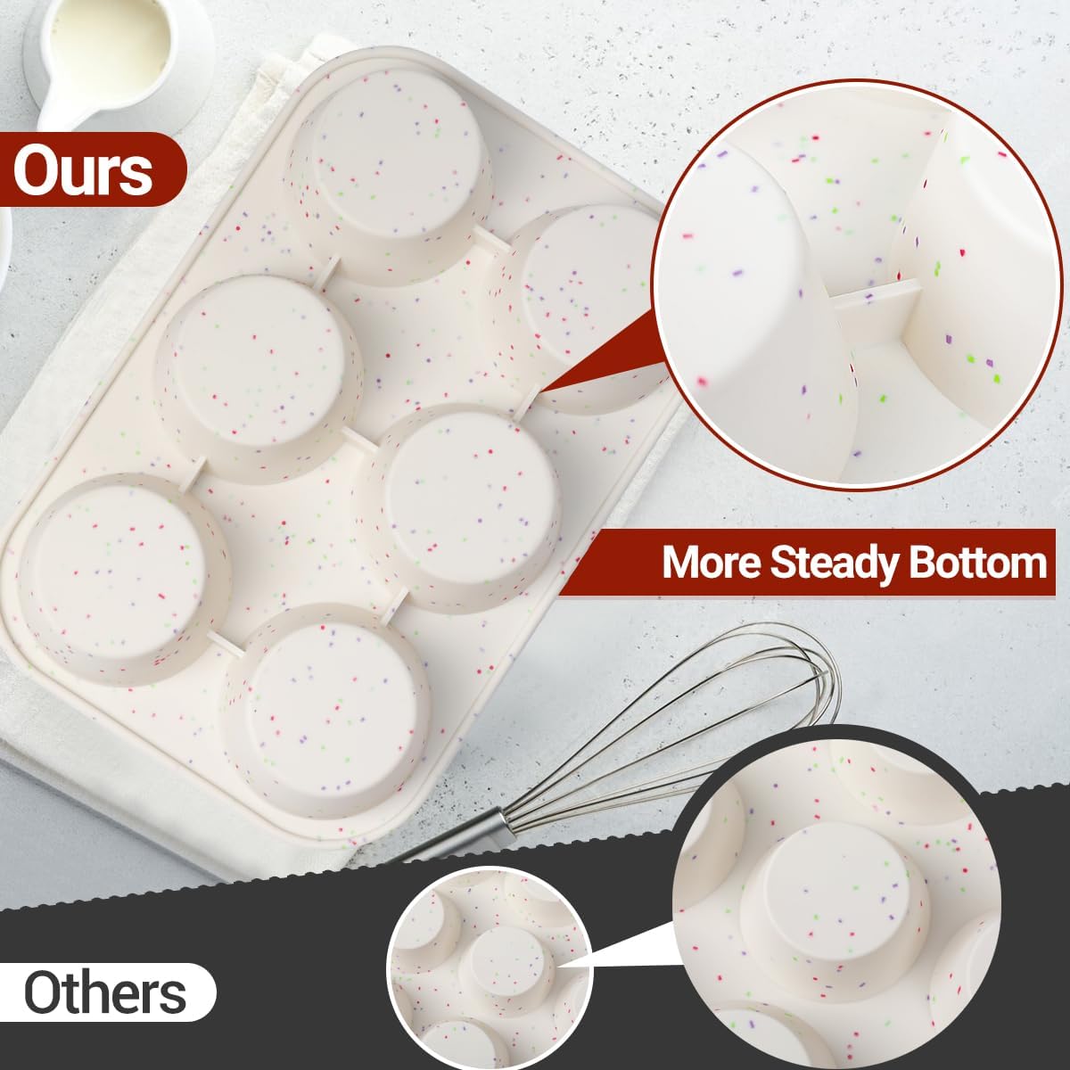 Silicone Jumbo Muffin Pan 6 Cups & Regular Size 12 -