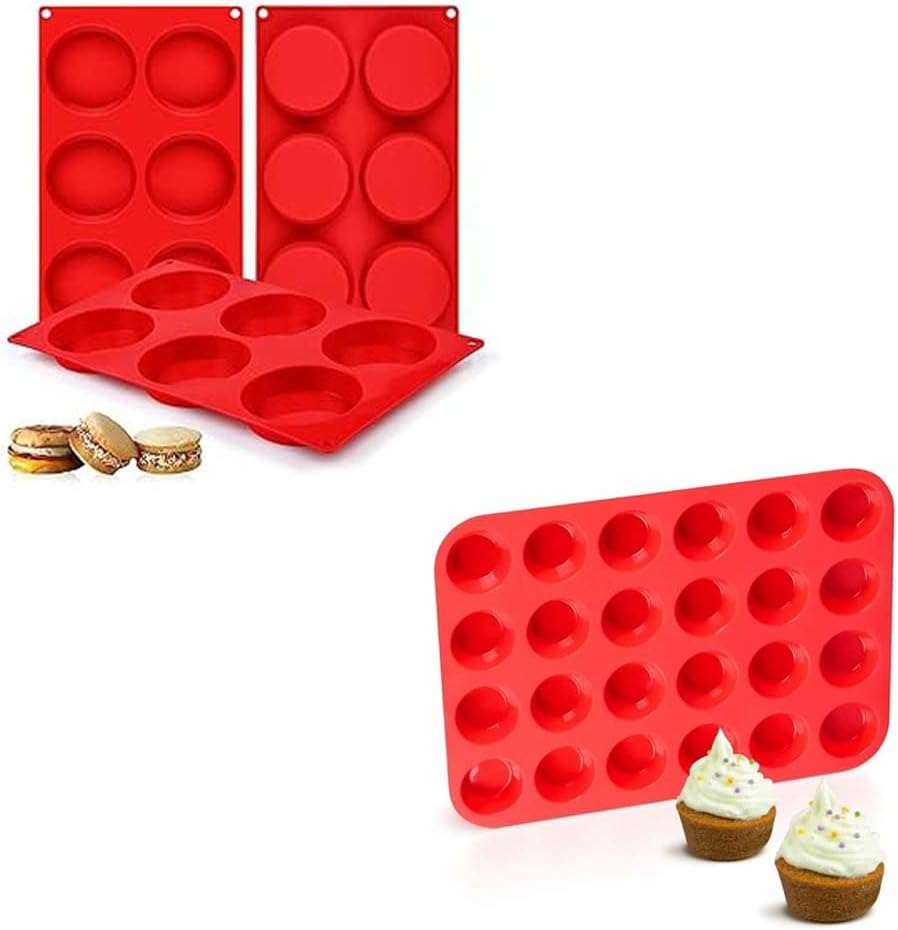 Silicone Muffin Pan Mini Cups Cupcake & Round Egg for Baking -