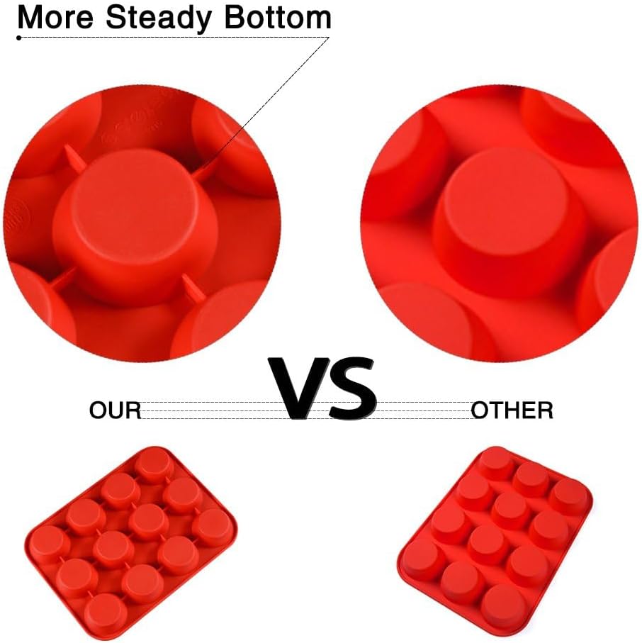 Metal Reinforced Frame Regular Size Cupcake Pans ＆ Silicone Muffin Pan Nonstick 2 Pack Food Grade -