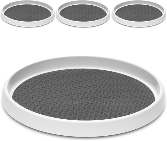 12-Inch Non-Skid Turntable Lazy Susan Organizer [4 Pack] - Spinning Rack for Cabinet Table Top, Pantry Organization Storage, Kitchen, Fridge, Vanity, Countertop, Under Sink Organizing, Spice Spinner 4