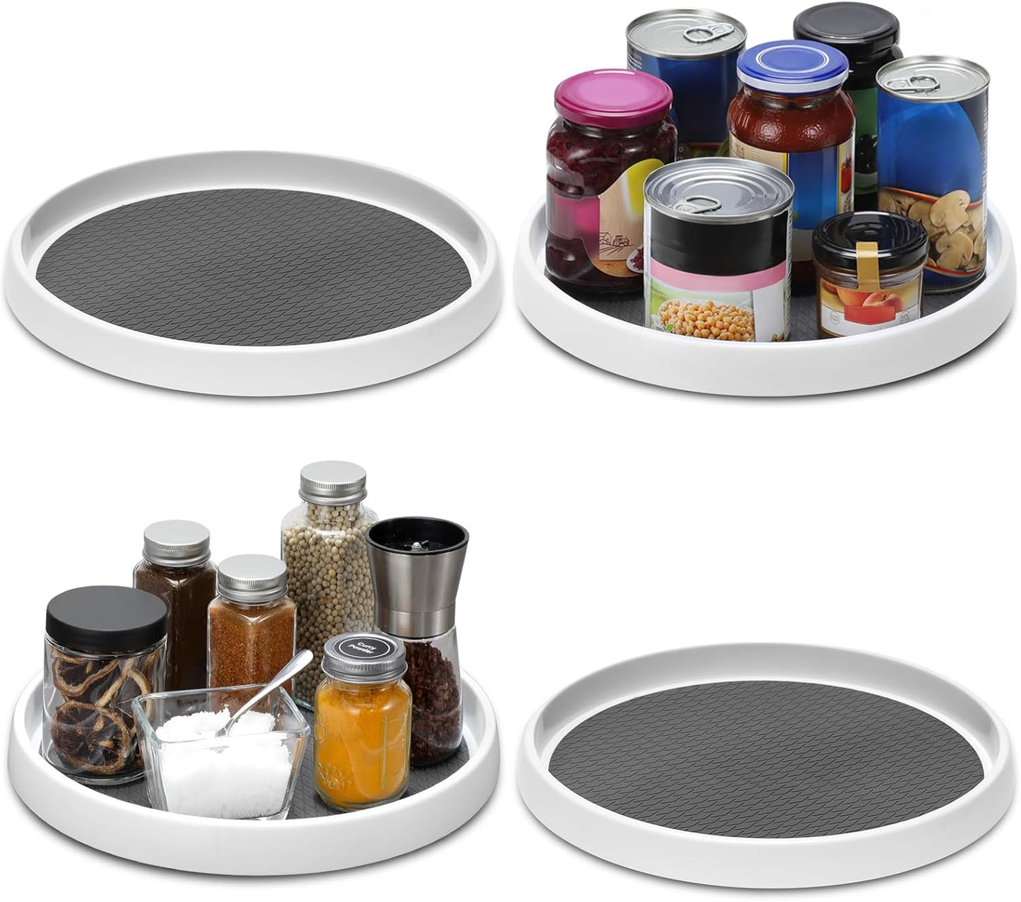 12-Inch Non-Skid Turntable Lazy Susan Organizer [4 Pack] - Spinning Rack for Cabinet Table Top, Pantry Organization Storage, Kitchen, Fridge, Vanity, Countertop, Under Sink Organizing, Spice Spinner 4