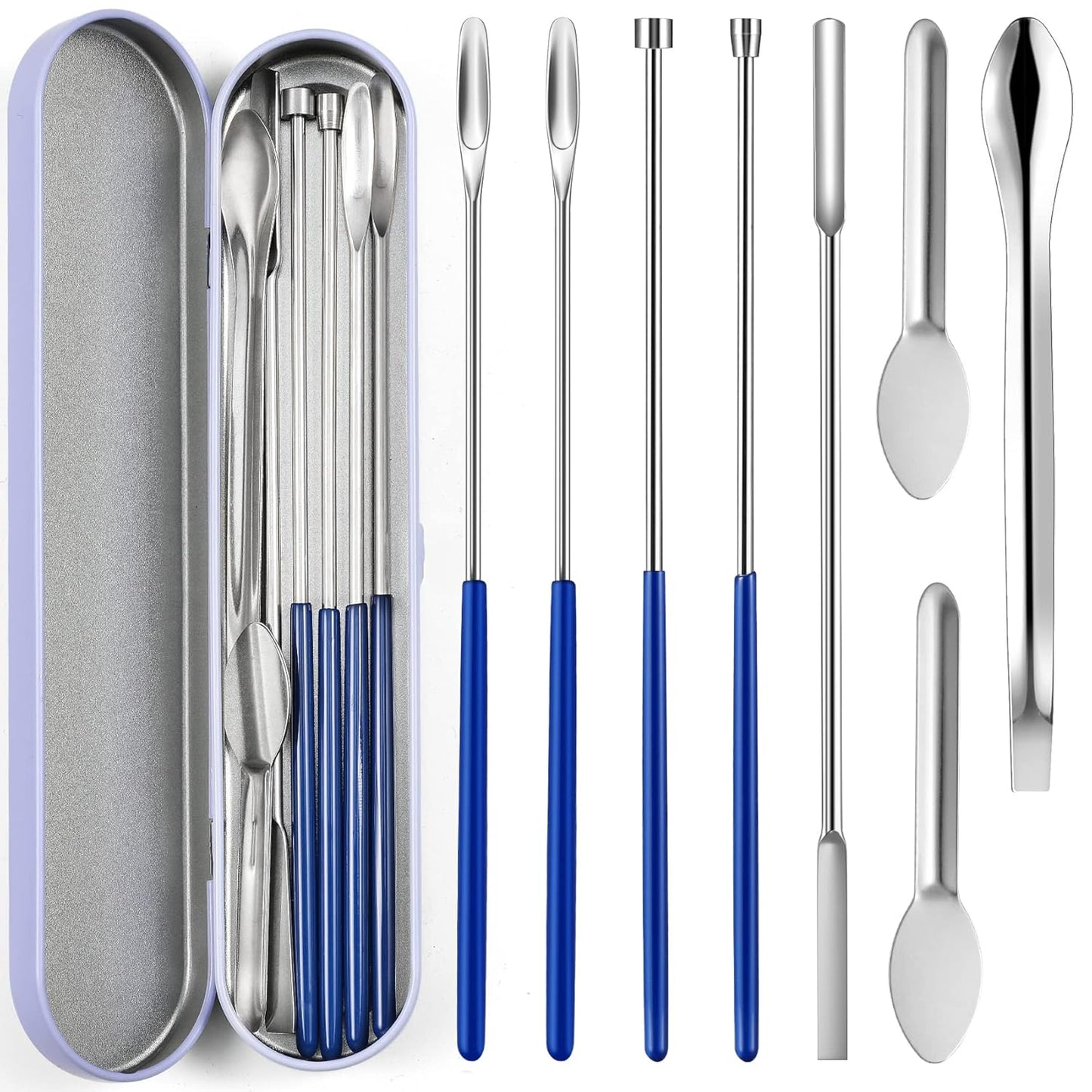 8 Piece Capsule Filling Machine Kits for Empty Pill Capsules Filler, Home & Lab Supplies - Micro Tiny Spoon Spatula, Scoop Tray, Herb Powder Tamper Tool, Gel Size #000 00 0 1 2 3