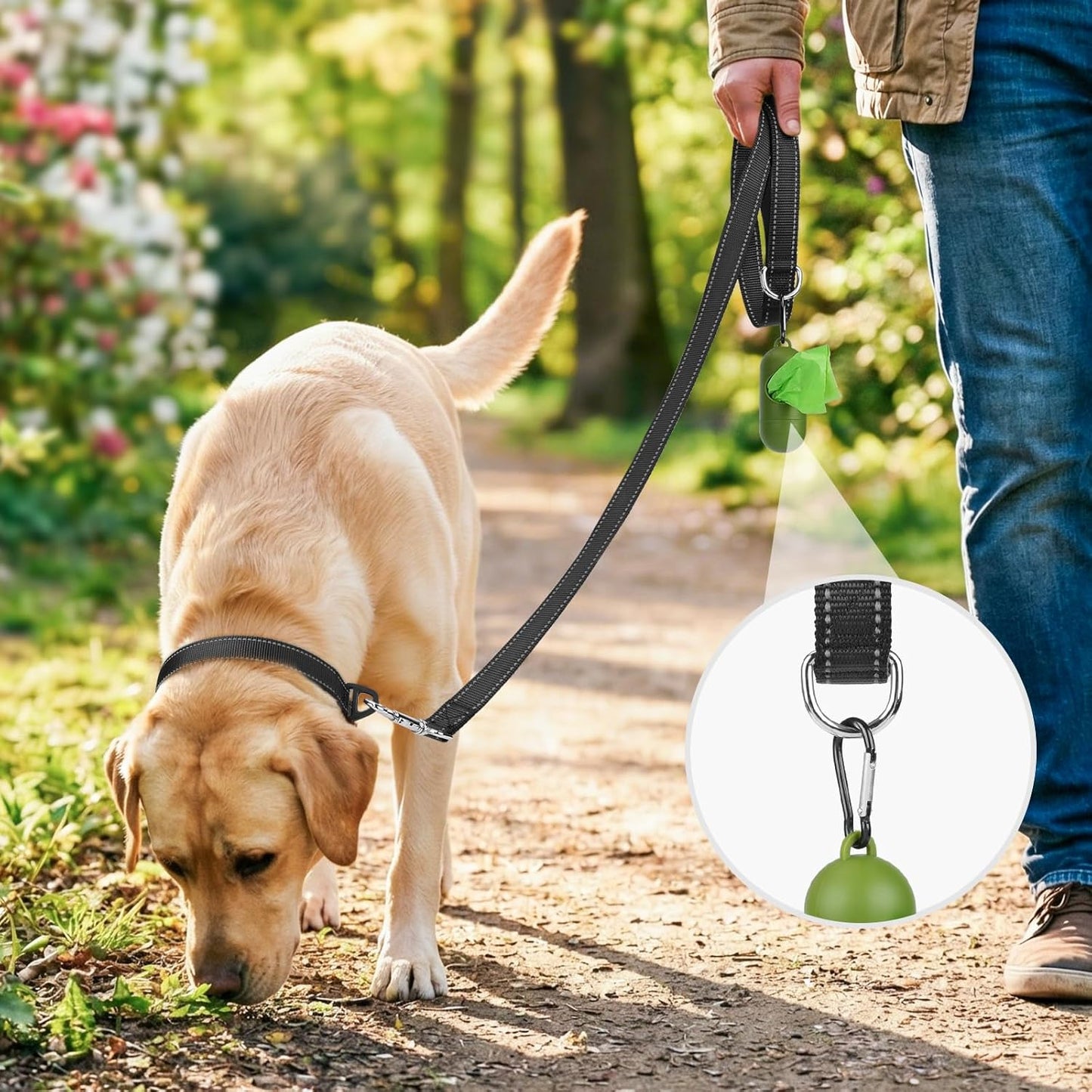 Dog Leash, 6 FT Double-Sided Reflective, Padded Handle Nylon Heavy Duty Leashes for Medium & Large Dogs Walking, Black ft Standard