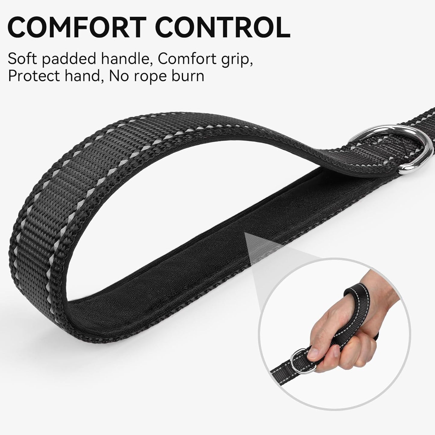 Dog Leash, 6 FT Double-Sided Reflective, Padded Handle Nylon Heavy Duty Leashes for Medium & Large Dogs Walking, Black ft Standard
