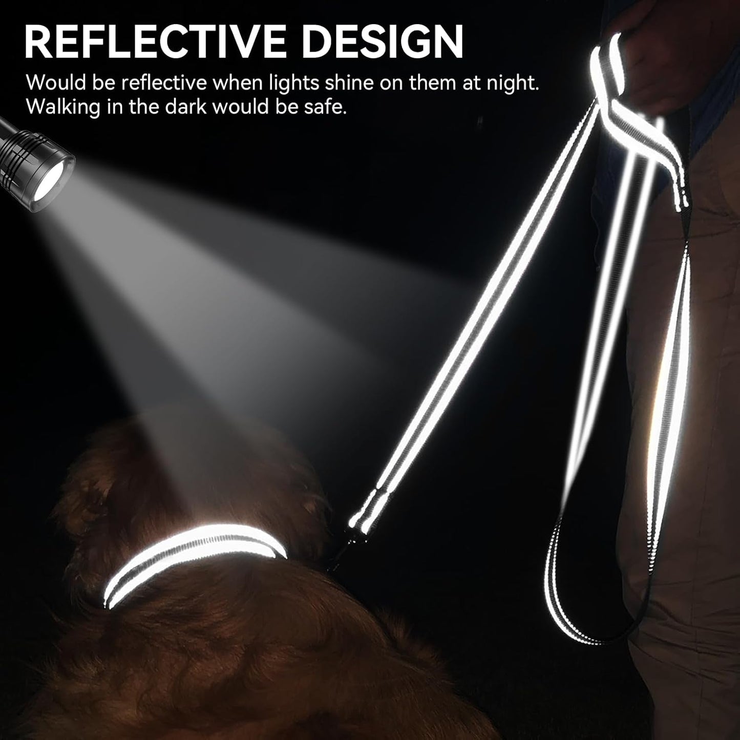 Dog Leash, 6 FT Double-Sided Reflective, Padded Handle Nylon Heavy Duty Leashes for Medium & Large Dogs Walking, Black ft Standard