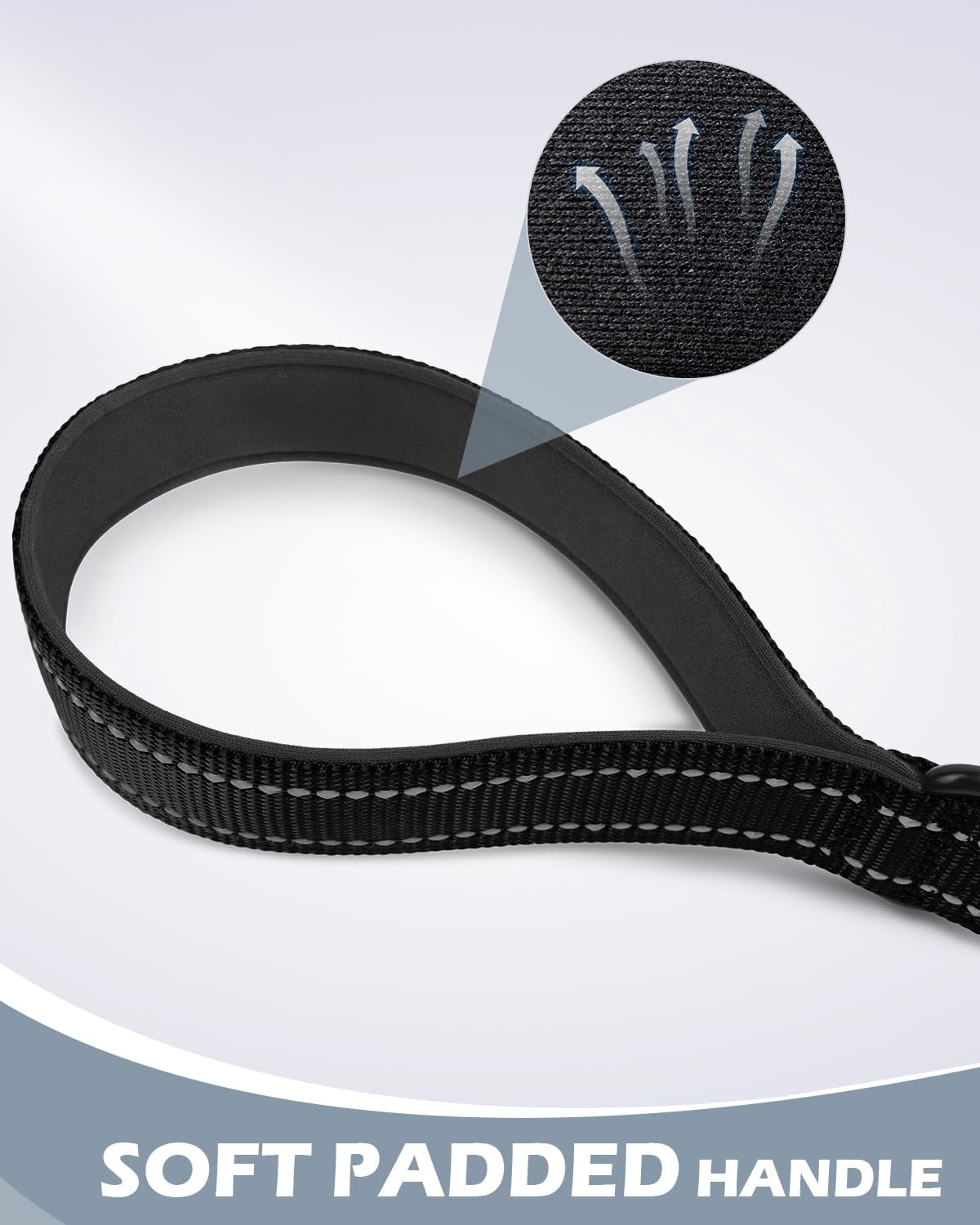 Strong Short Dog Leash 18 Inch, 1.2 Inch Wide, Heavy Duty, Padded Handle for Traffic Control, Reflective Medium and Large Dogs Walking Training, Black 1.5 ft