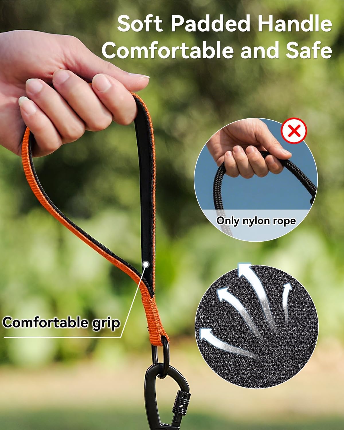 Long Leash for Dog with Removable Padded Handle, Heavy Duty Lead Large Medium Dogs, Reflective Training Play, Camping, Backyard Tie Out, Orange, 30FT Orange