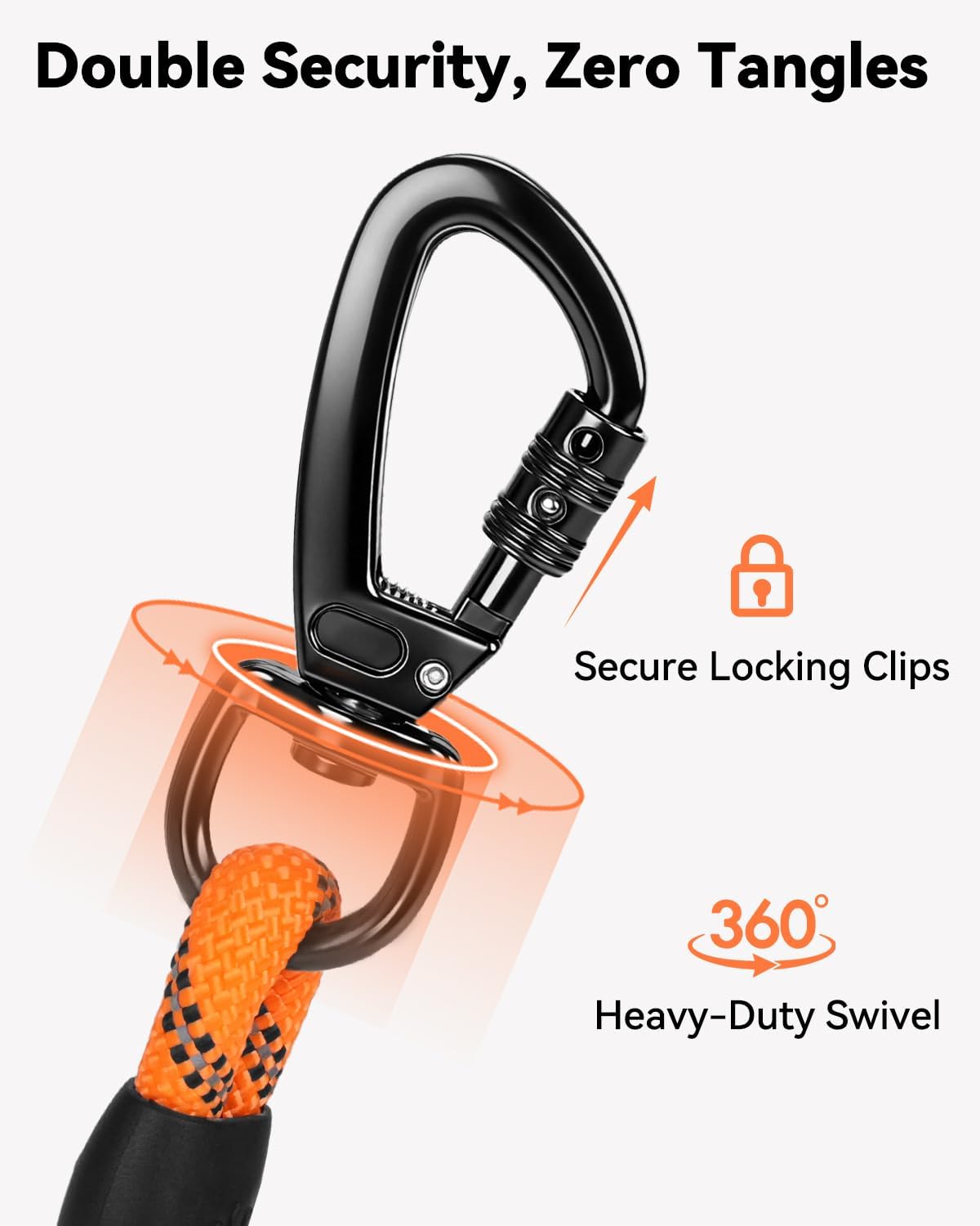 Long Leash for Dog with Removable Padded Handle, Heavy Duty Lead Large Medium Dogs, Reflective Training Play, Camping, Backyard Tie Out, Orange, 30FT Orange