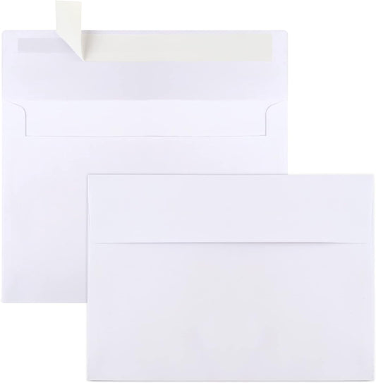 50 Packs 5x7 Envelopes, White A7 Envelopes for Invitations, Printable, Self Seal Weddings, Photos, Postcards, Greeting Cards, Mailing (5.25x7.25in)