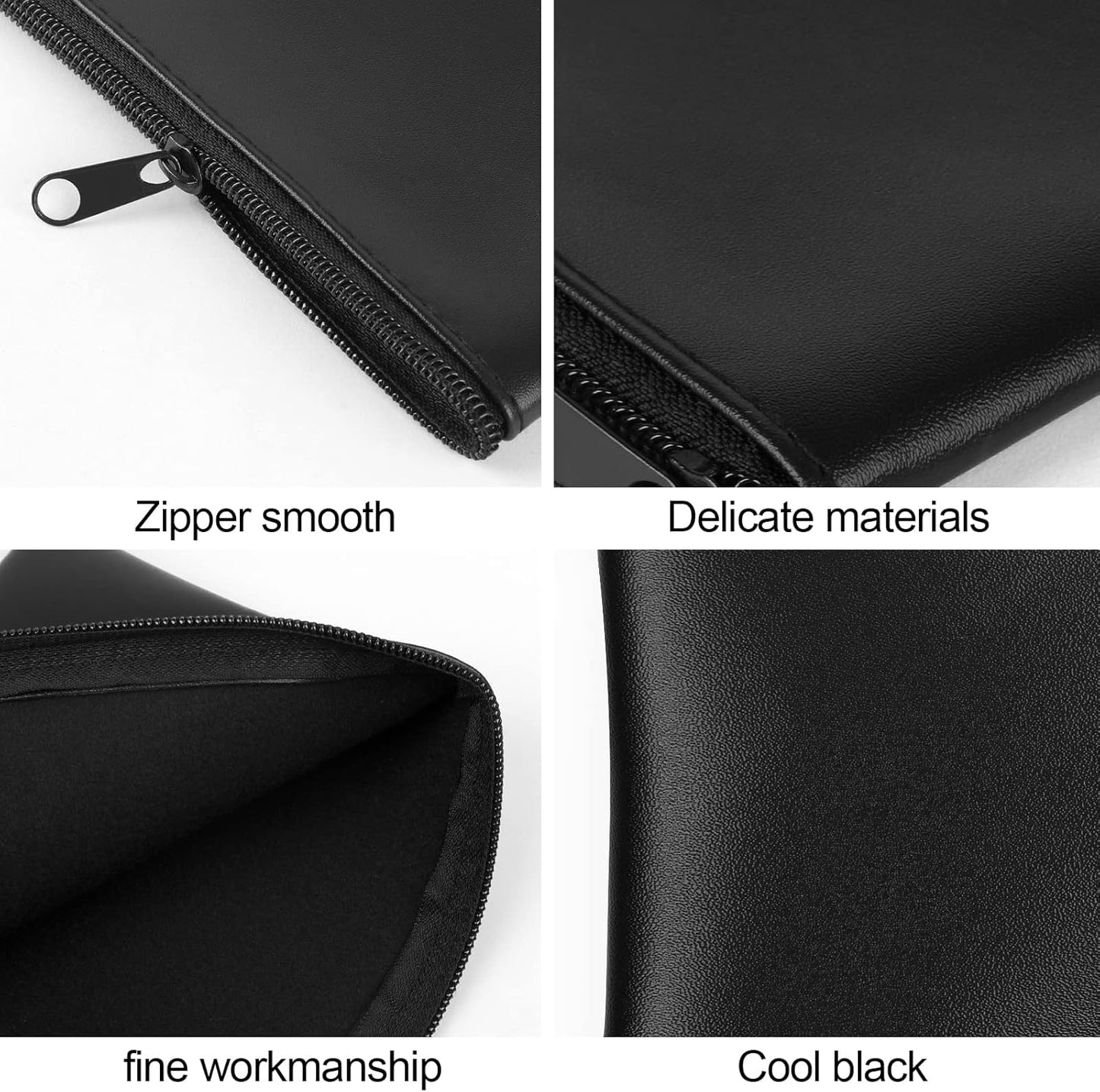 2 Pieces Money Bags with Zipper, 11x6.1 inch Pouch, Bank Bag, Cash Check Wallet, Cosmetics Black