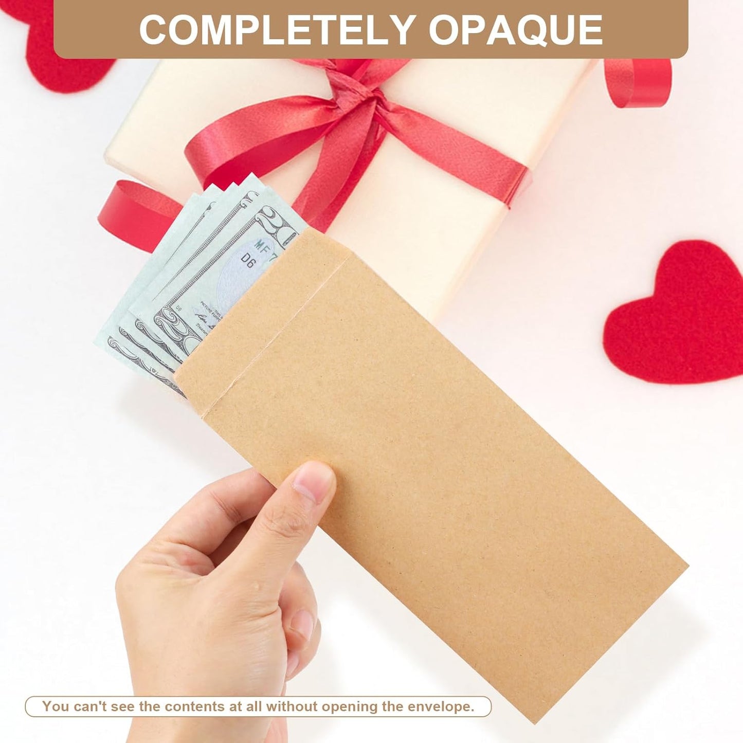 120 PCS Money Envelopes for Cash Kraft Paper, 6.5”x3.2” Small Self-Adhesive, Saving Challenge Coin Coin, Check, Budget, Item Organizer - 6.5"x 3.2"
