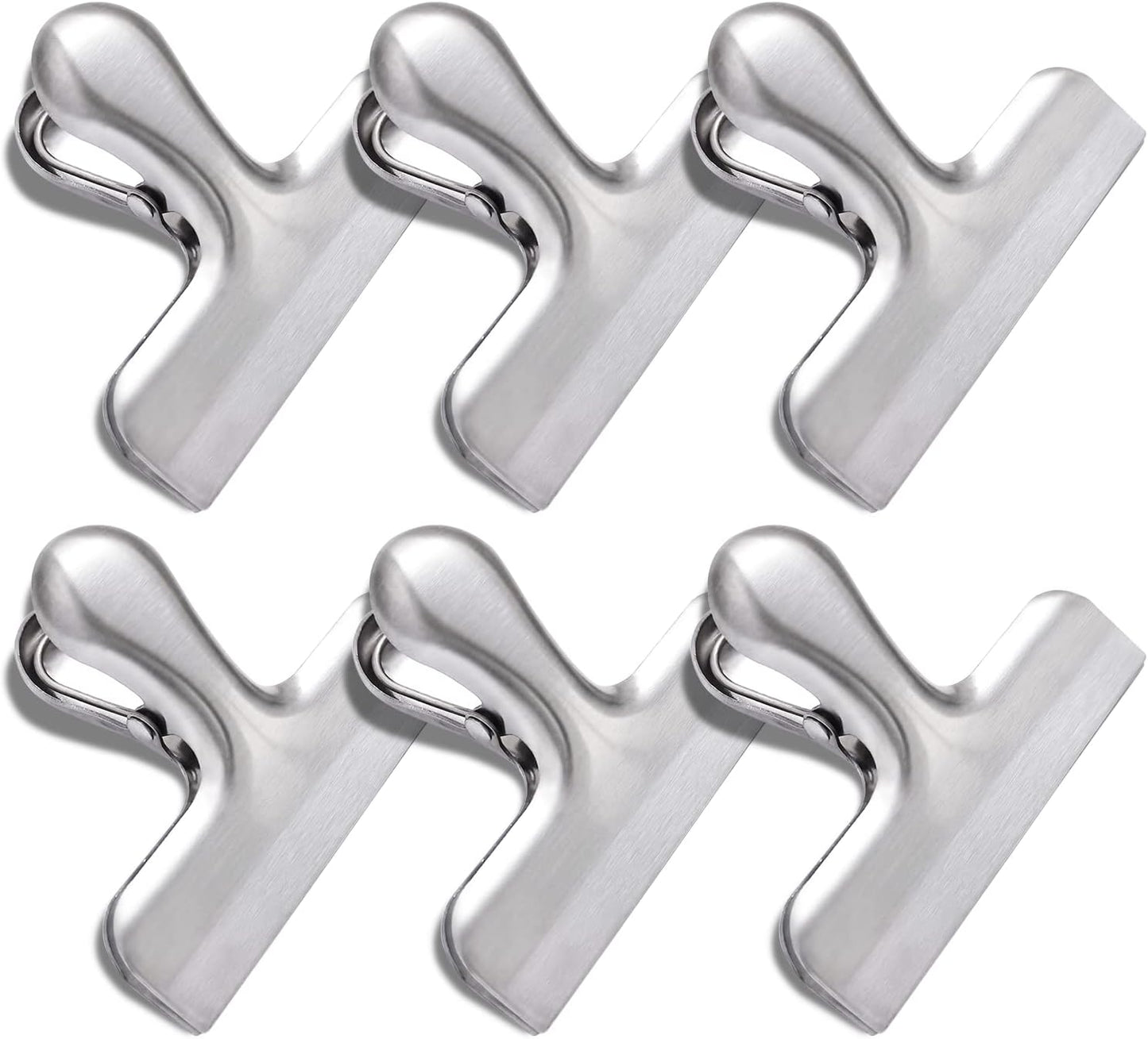6 Pack Bag Clips, Stainless Steel Chip, Chip Clips Food Clip, Heavy Duty Air Tight Seal Kitchen Clip Snack Clamp Sliver Packs