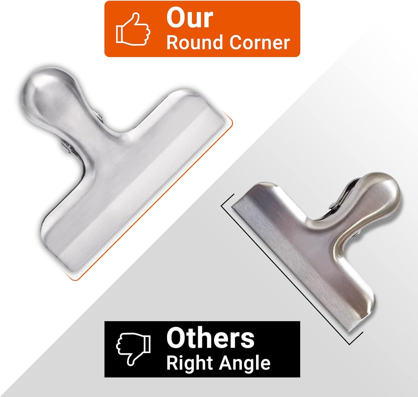 6 Pack Bag Clips, Stainless Steel Chip, Chip Clips Food Clip, Heavy Duty Air Tight Seal Kitchen Clip Snack Clamp Sliver Packs