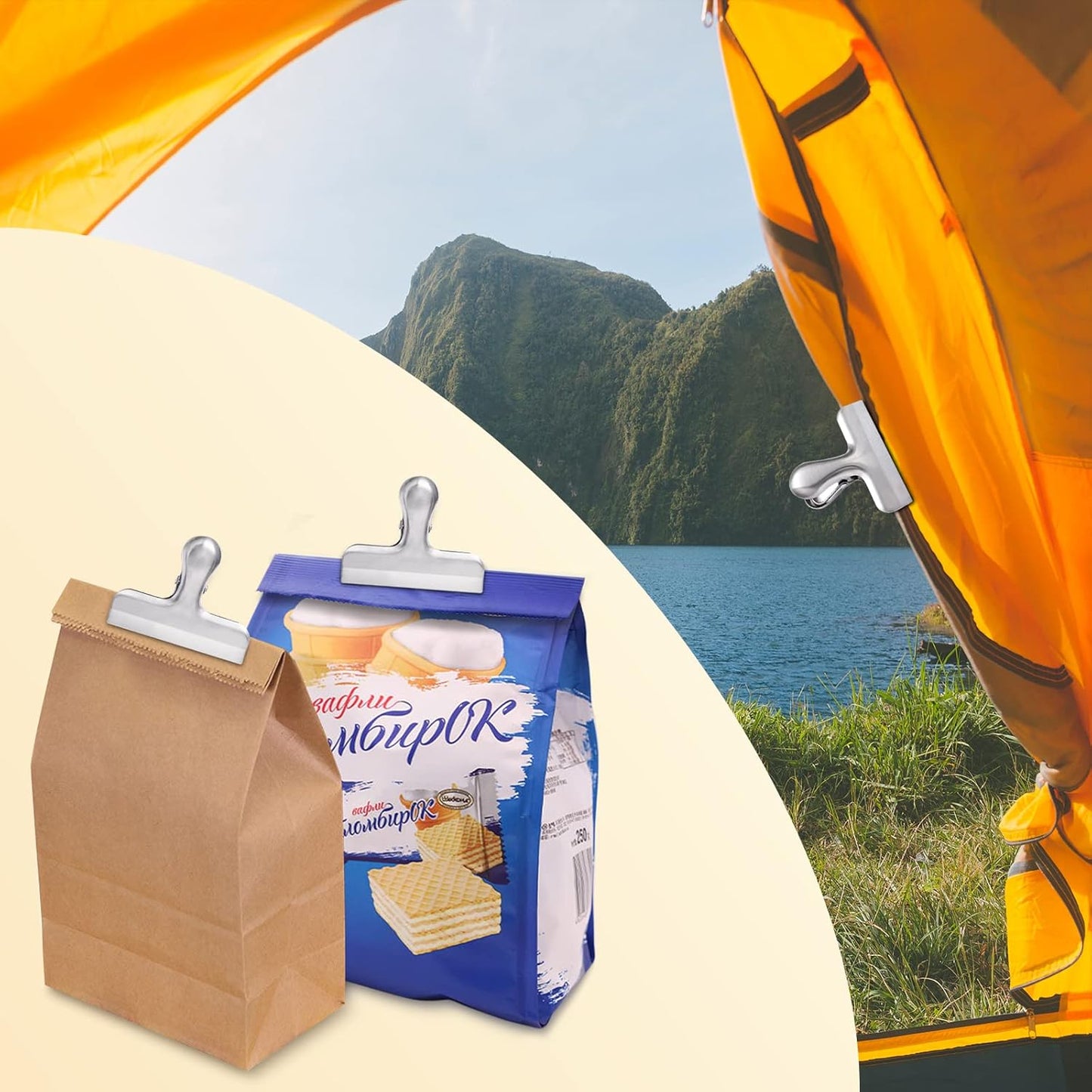 6 Pack Bag Clips, Stainless Steel Chip, Chip Clips Food Clip, Heavy Duty Air Tight Seal Kitchen Clip Snack Clamp Sliver Packs