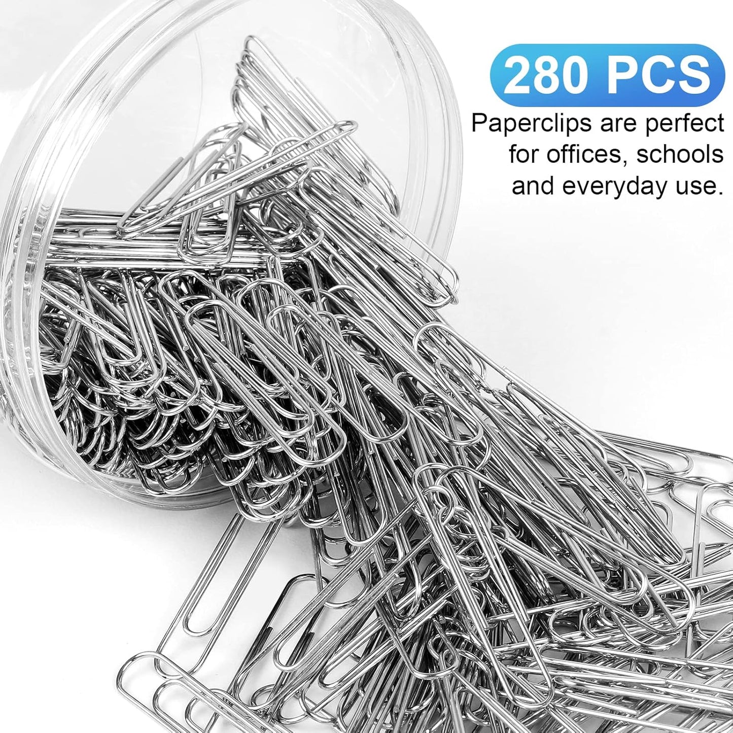 280 Pcs Large Paper Clips, 2 Inch Jumbo Silver Paperclips, Stainless Steel Paperclips Office for Teacher Supplies School - IN