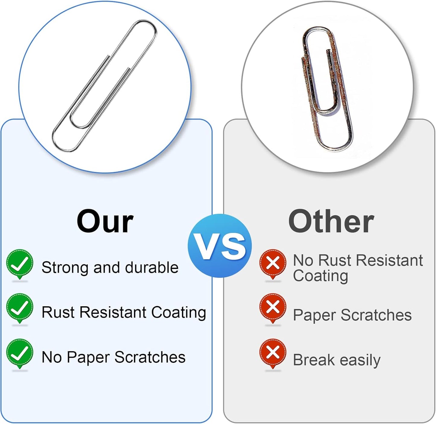 280 Pcs Large Paper Clips, 2 Inch Jumbo Silver Paperclips, Stainless Steel Paperclips Office for Teacher Supplies School - IN