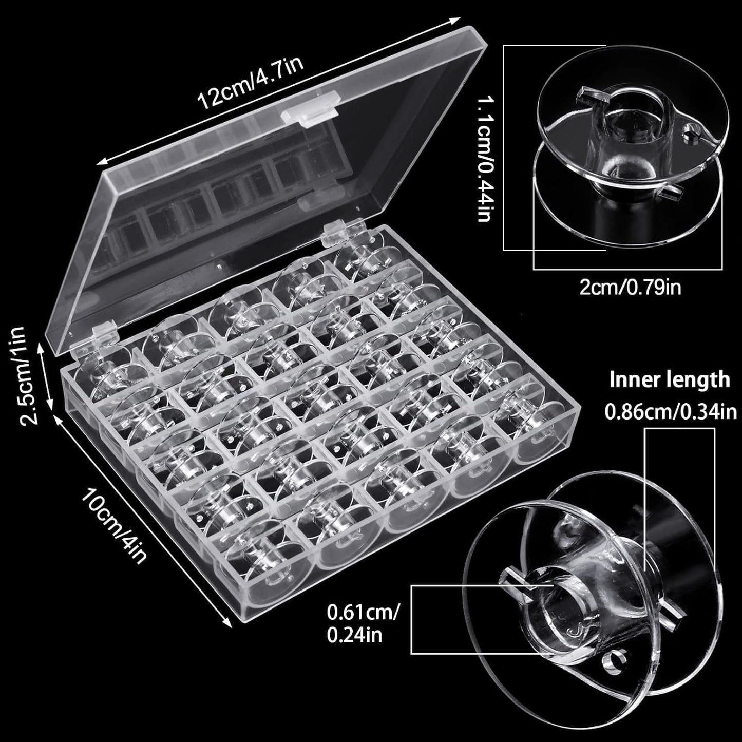50 Pcs Bobbins, Plastic Bobbins for Brother Sewing Machine, with Bobbin Case, Sin-ger/Bro-Ther, Singer Machine - PCS