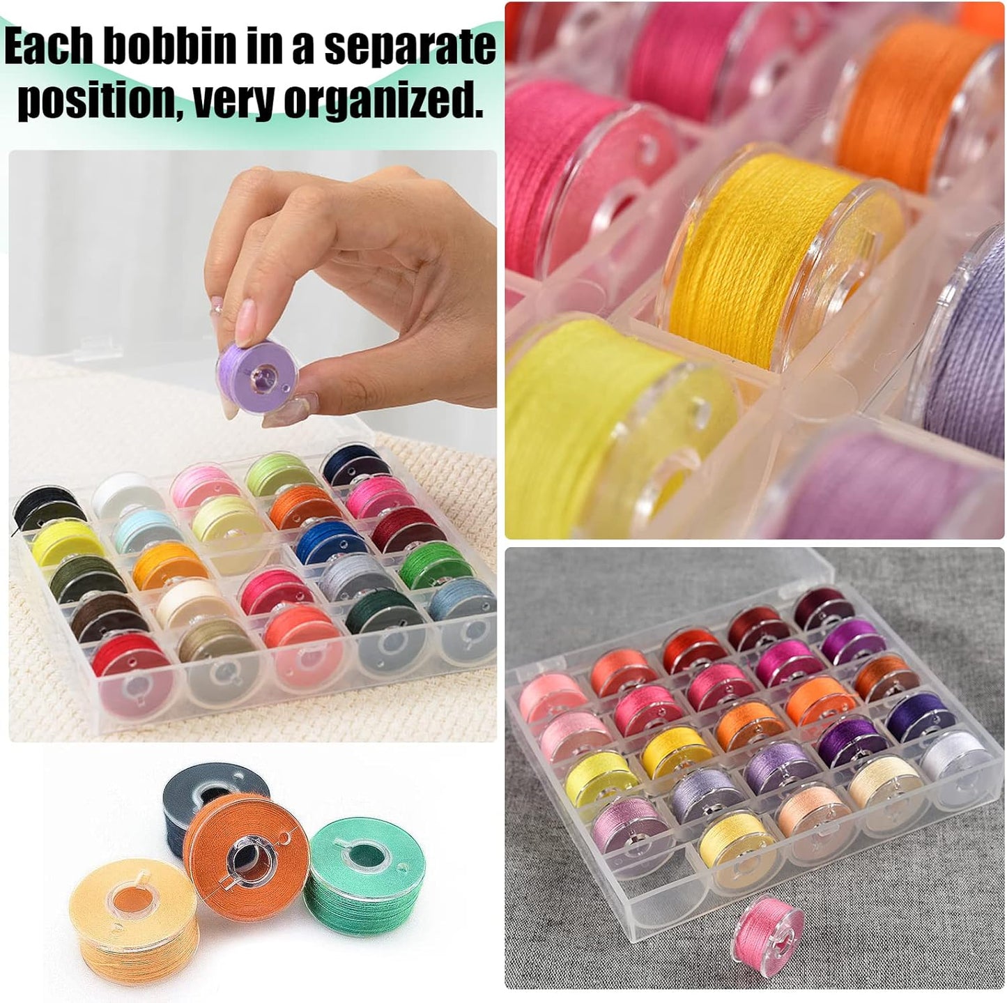 50 Pcs Bobbins, Plastic Bobbins for Brother Sewing Machine, with Bobbin Case, Sin-ger/Bro-Ther, Singer Machine - PCS