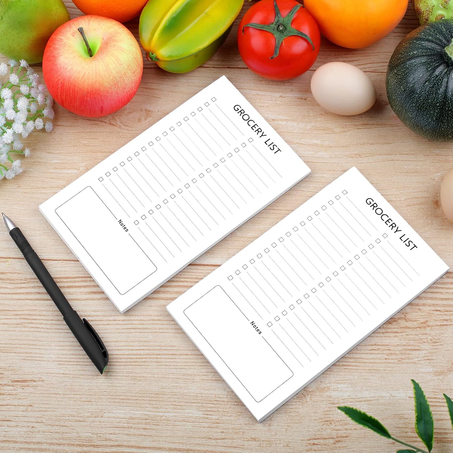 Grocery List Magnet Pad for Fridge, 2 Pack Magnetic Notepads Refrigerator, Full Back Shopping Lists, 60 Sheets Per Note Pads -